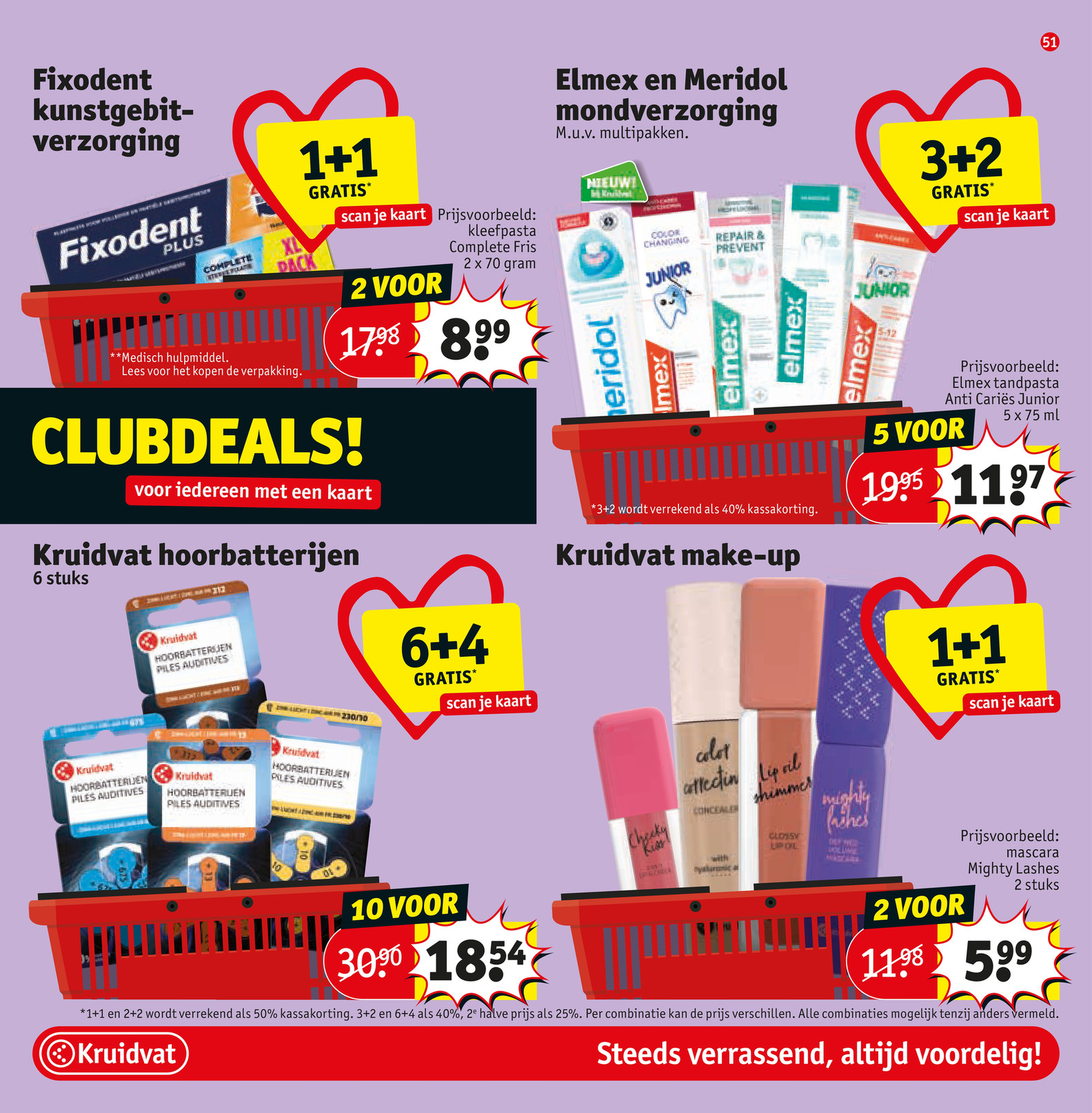 Fixodent kunstgebit-verzorging, gemarkeerd op pagina 51 van de Kruidvat folder