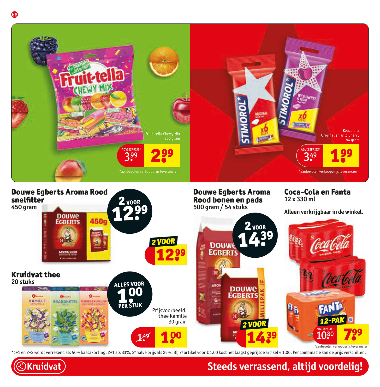 Douwe Egberts Aroma Rood snelfilter, gemarkeerd op pagina 72 van de Kruidvat folder