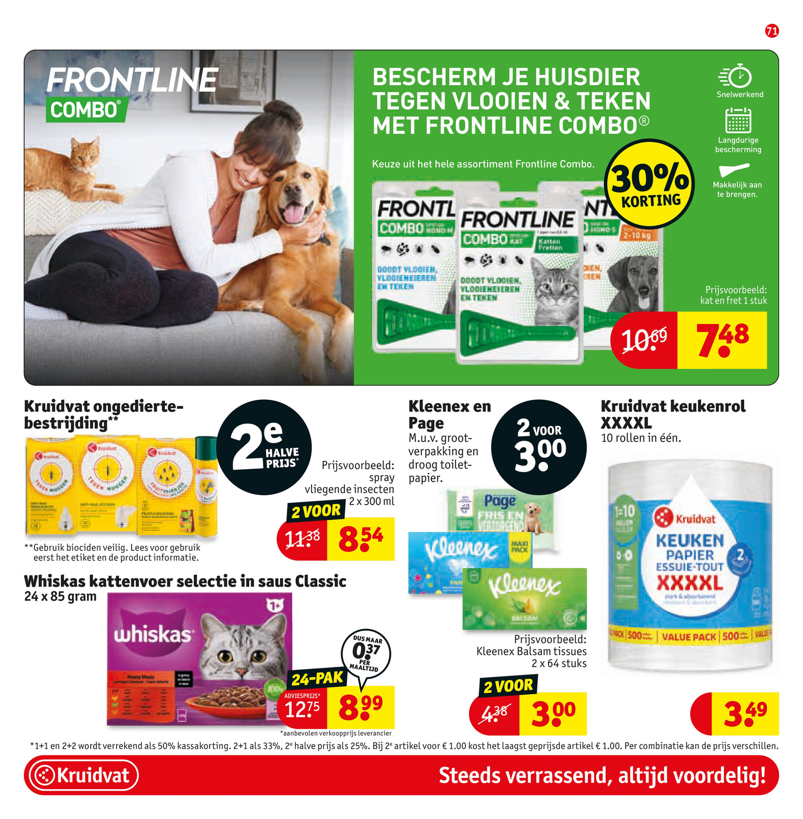 Tissues en toiletpapier, gemarkeerd op pagina 75 van de Kruidvat folder