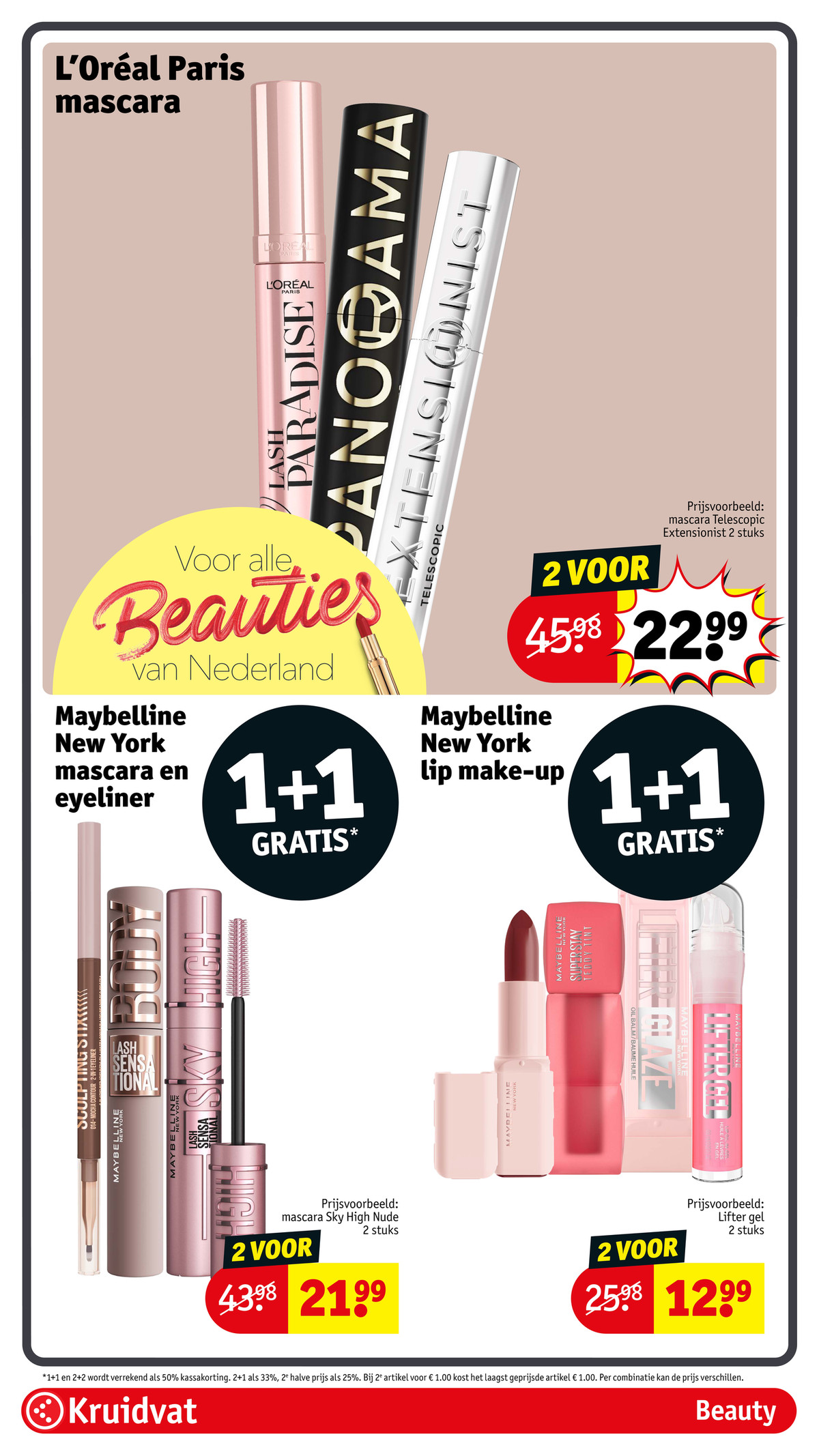Maybelline New York lip make-up, gemarkeerd op pagina 2 van de Kruidvat folder