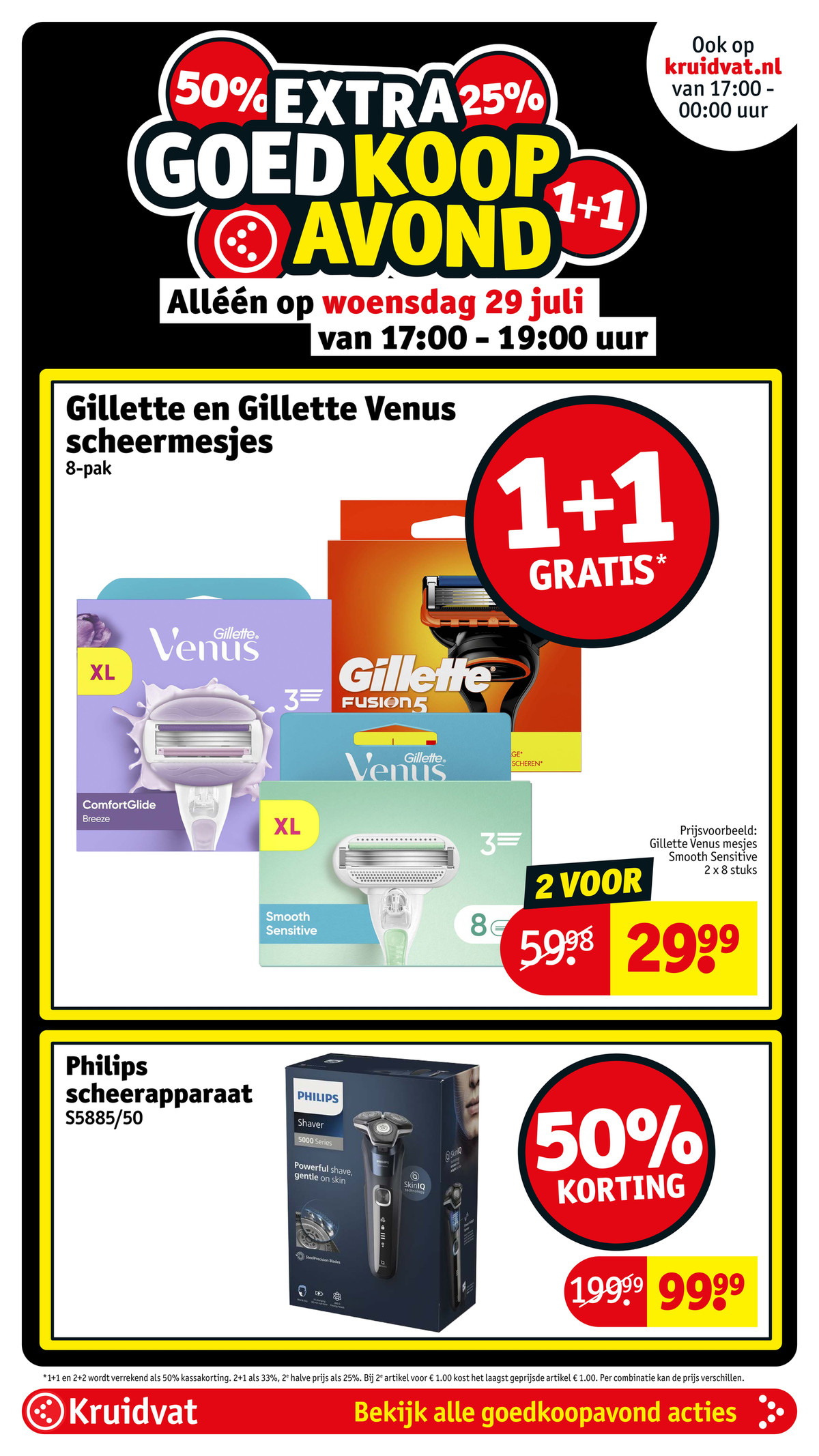 Gillette en Gillette Venus scheermesjes, gemarkeerd op pagina 17 van de Kruidvat folder