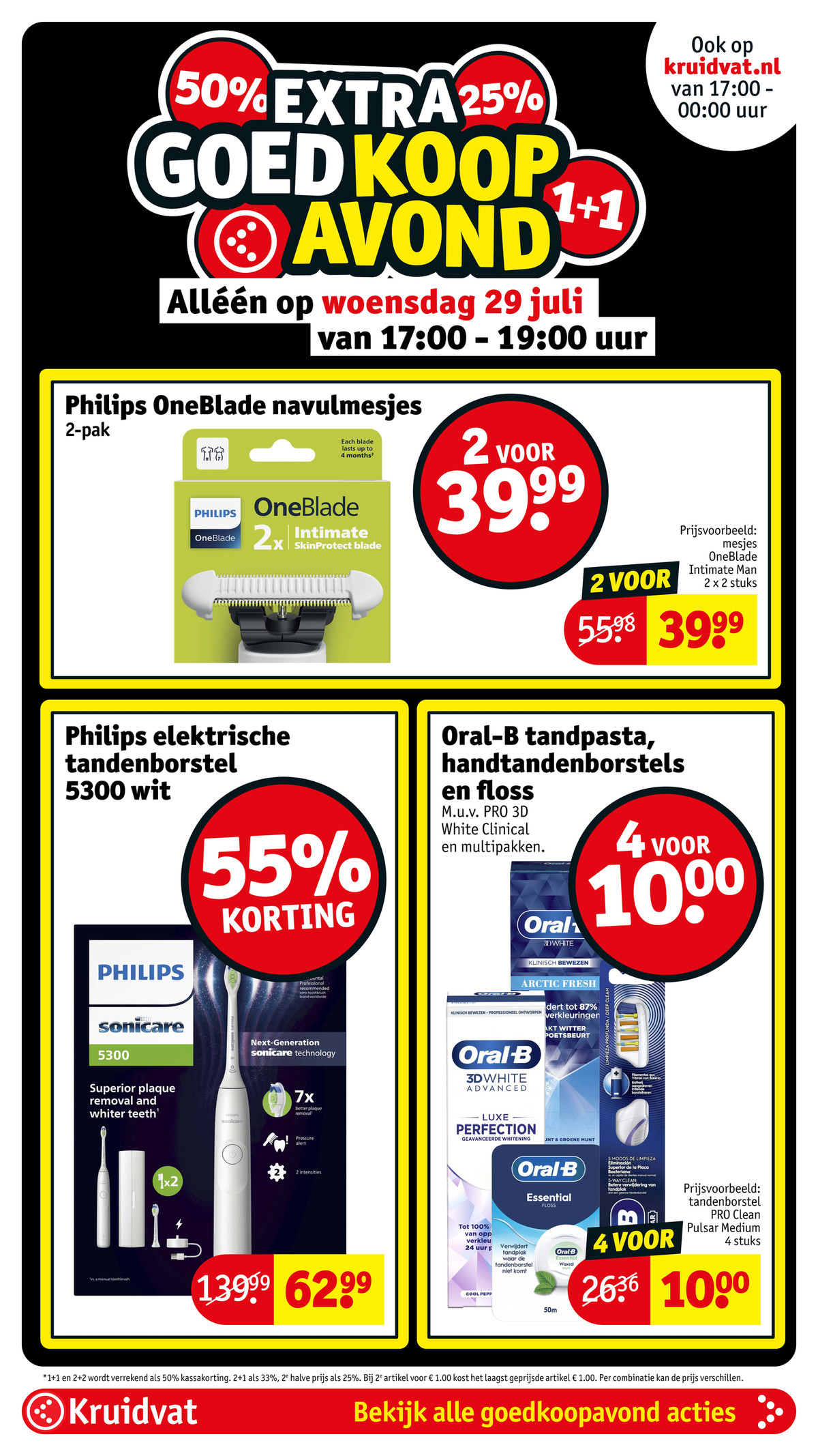 Philips OneBlade navulmesjes, gemarkeerd op pagina 18 van de Kruidvat folder