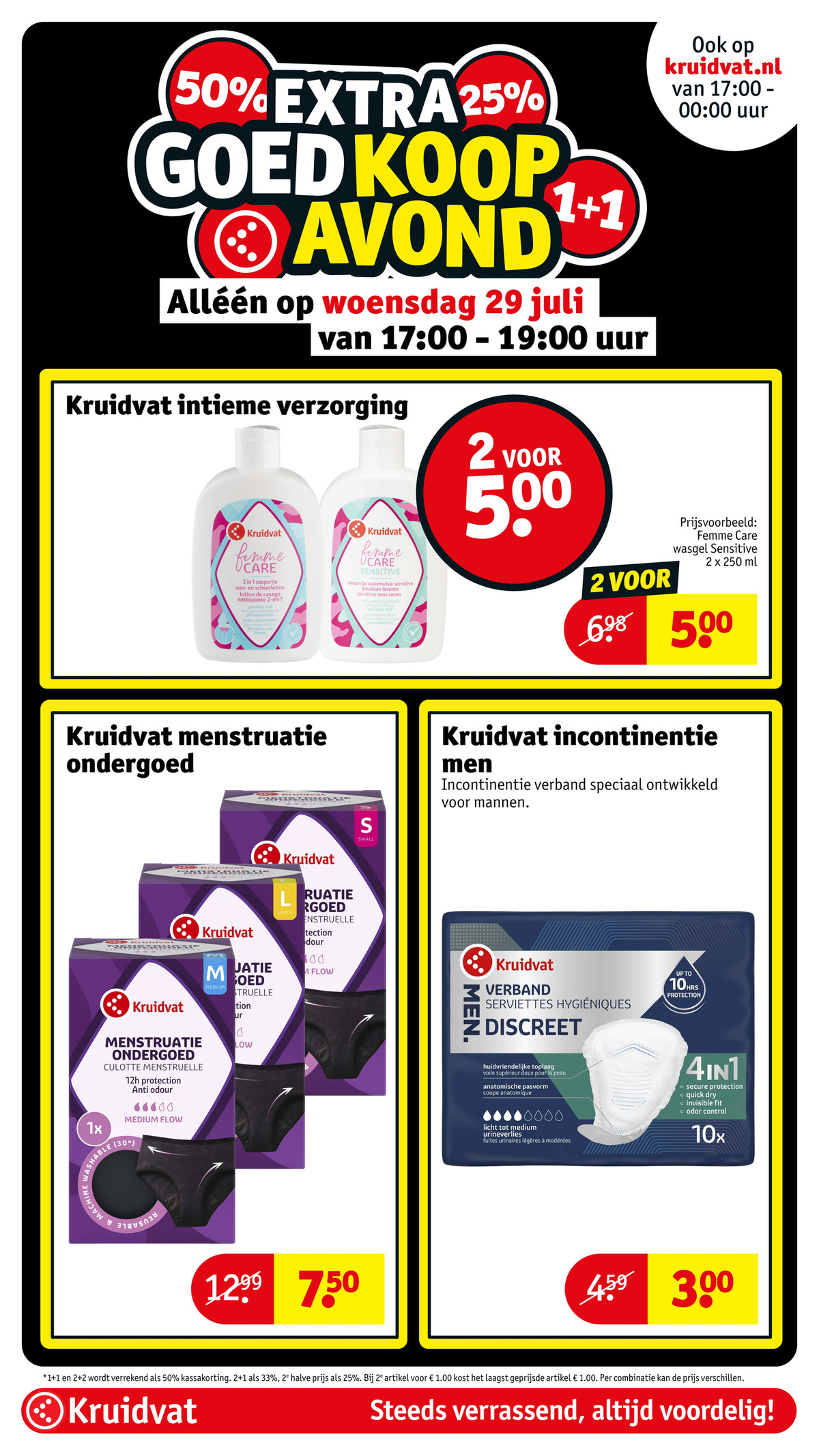 Kruidvat intieme verzorging, gemarkeerd op pagina 25 van de Kruidvat folder