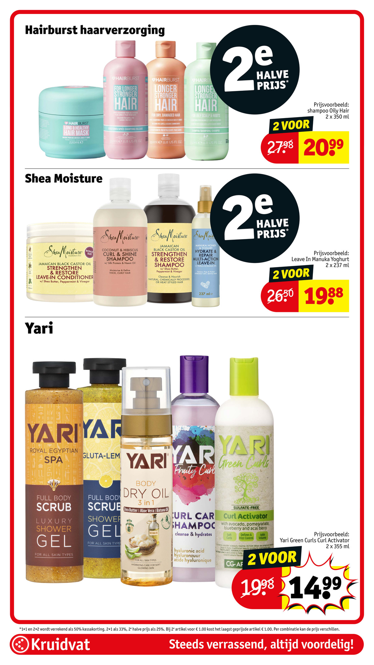Yari haarverzorging, gemarkeerd op pagina 30 van de Kruidvat folder