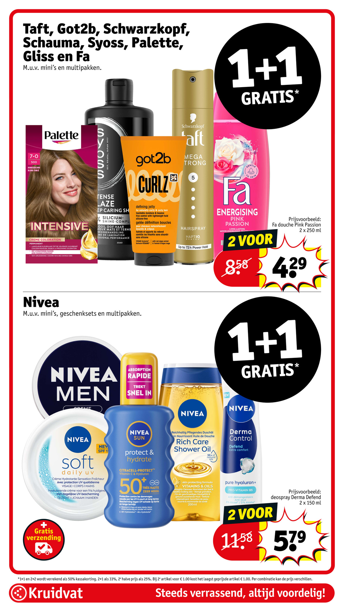 Lichaamsverzorging assortiment, gemarkeerd op pagina 32 van de Kruidvat folder