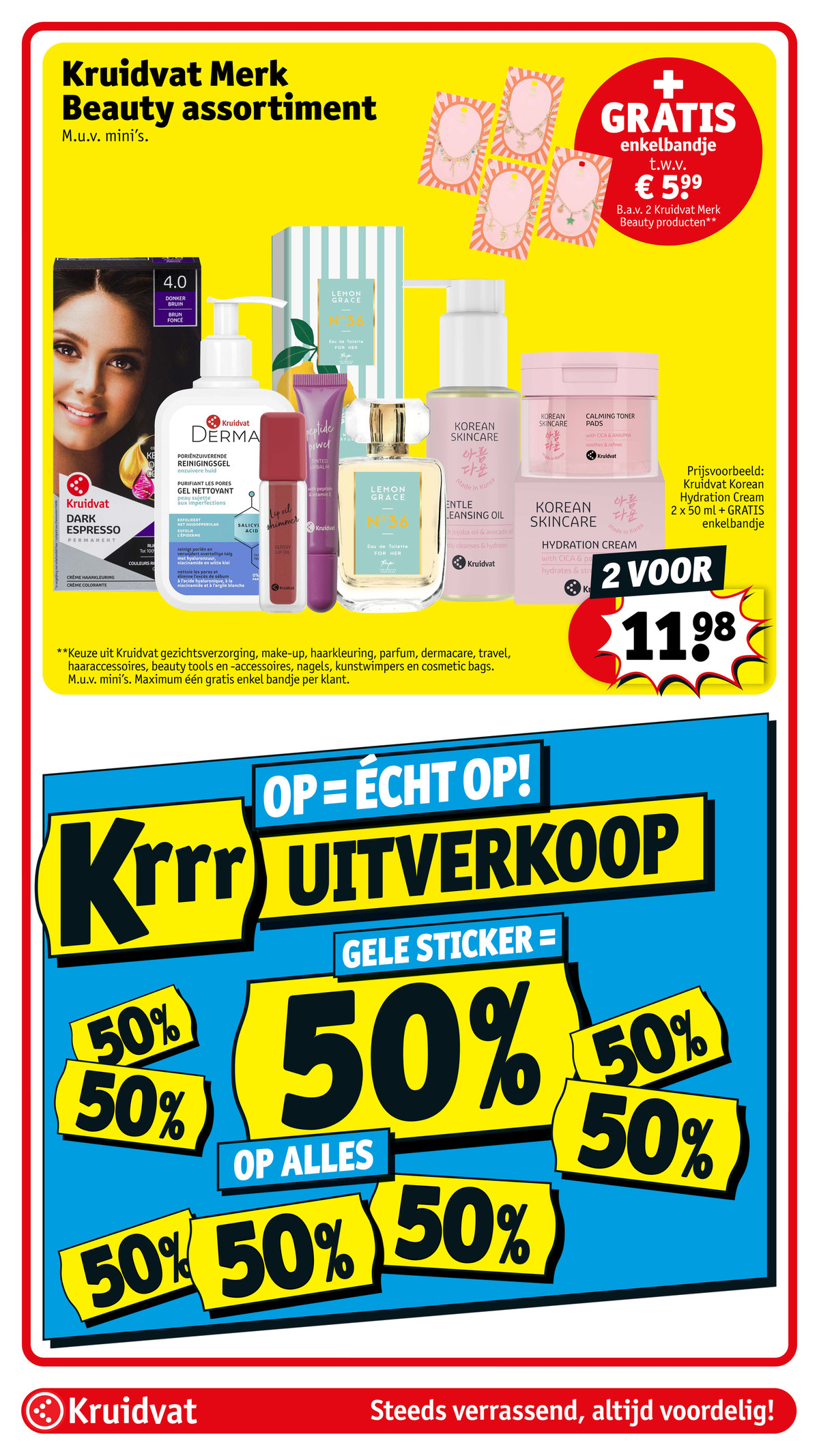 Kruidvat Merk Beauty assortiment, gemarkeerd op pagina 33 van de Kruidvat folder