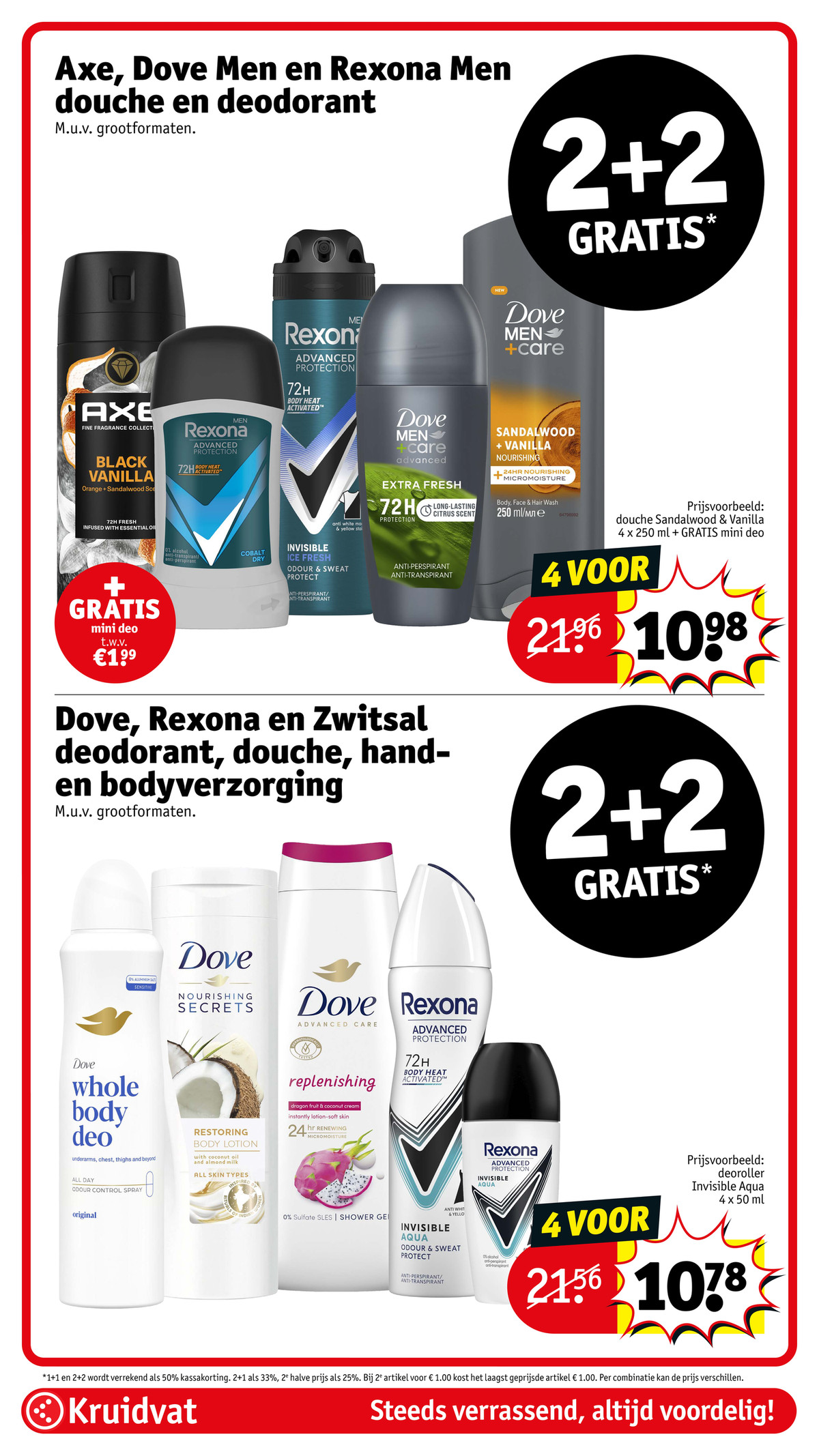 Axe, Dove Men en Rexona Men douche en deodorant, gemarkeerd op pagina 37 van de Kruidvat folder