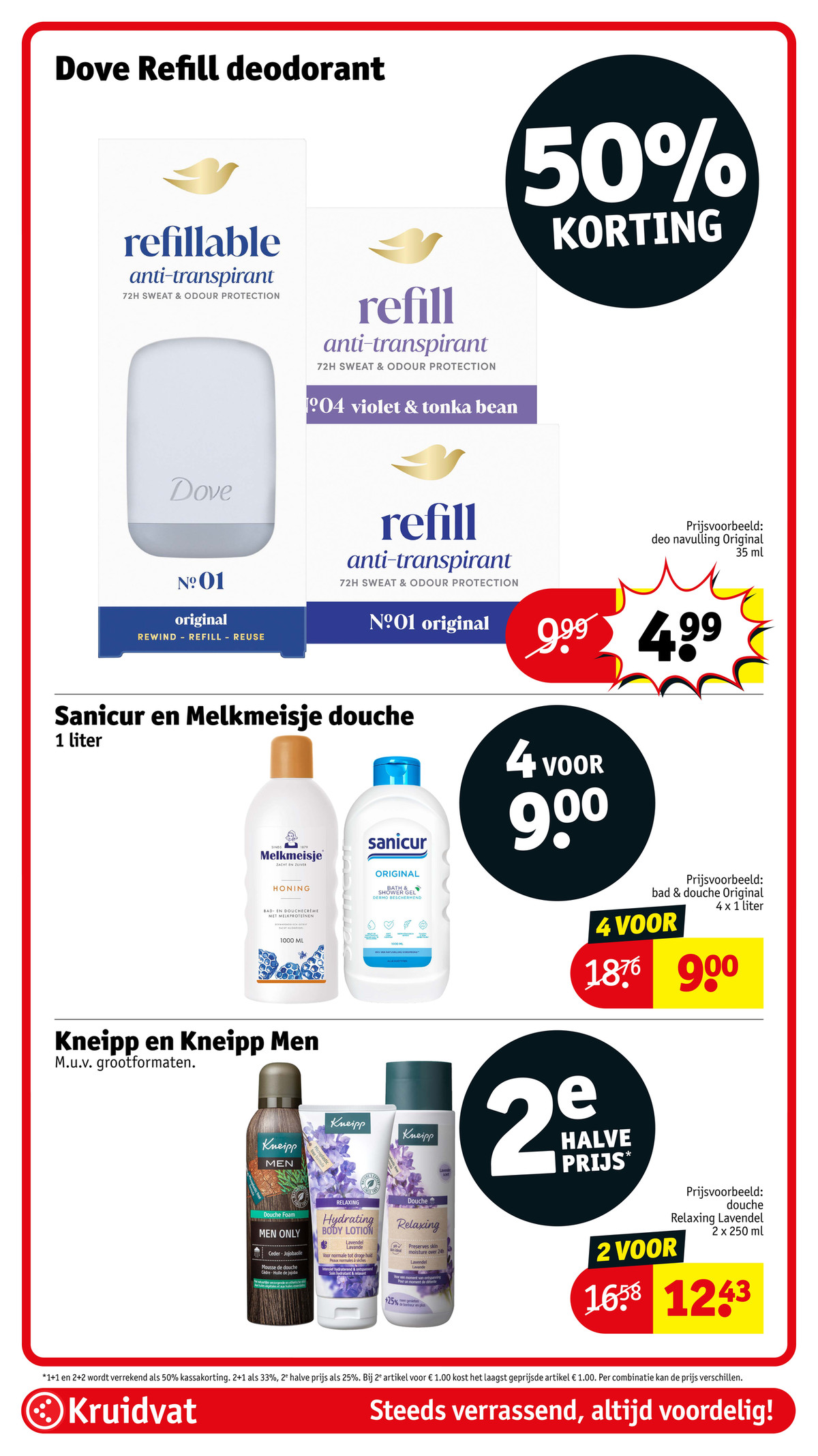 Kneipp en Kneipp Men doucheproducten, gemarkeerd op pagina 40 van de Kruidvat folder