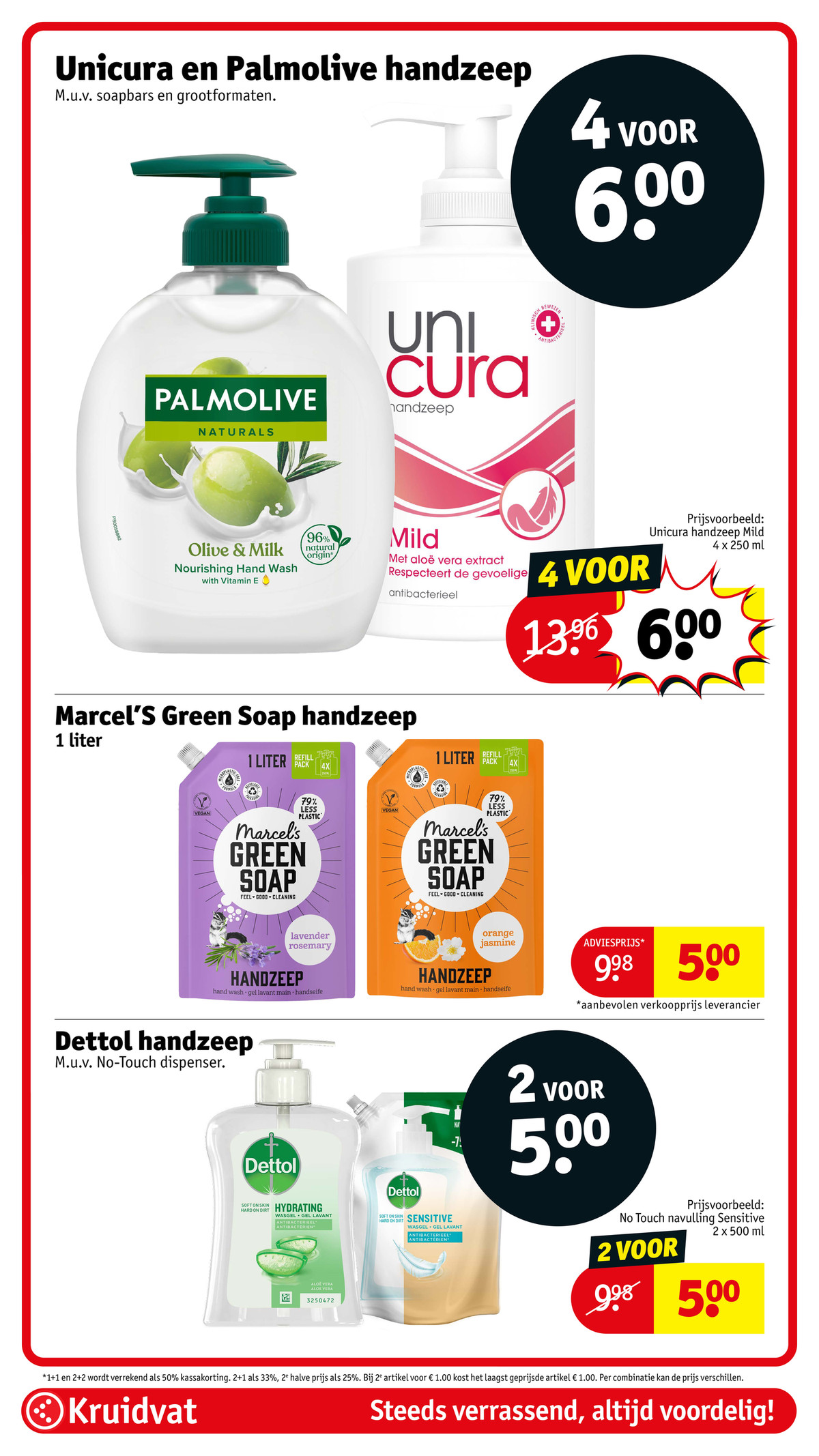Dettol handzeep, gemarkeerd op pagina 41 van de Kruidvat folder