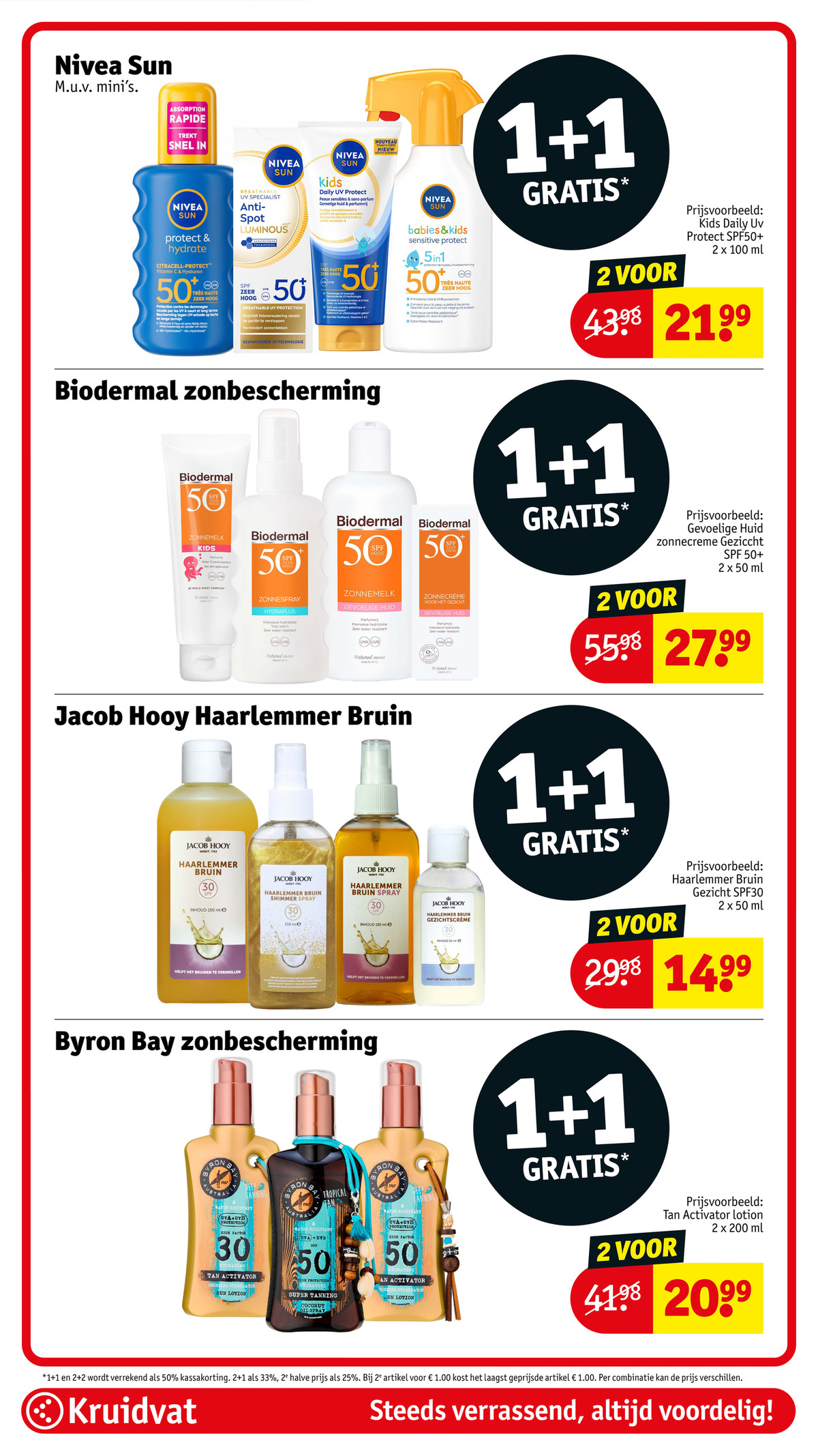 Biodermal zonbescherming, gemarkeerd op pagina 43 van de Kruidvat folder