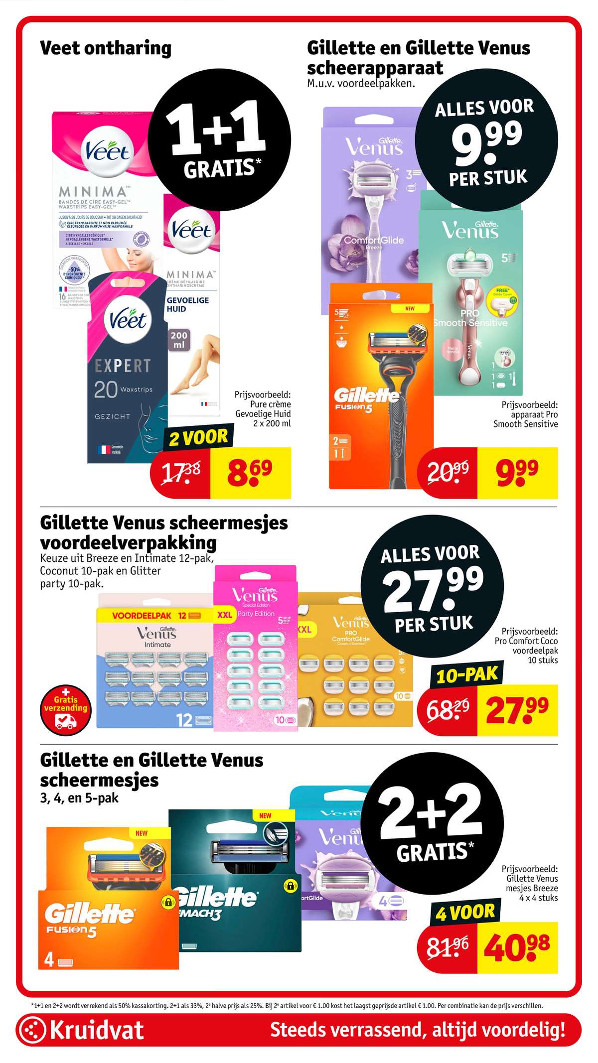 Veet ontharingsproducten, gemarkeerd op pagina 45 van de Kruidvat folder