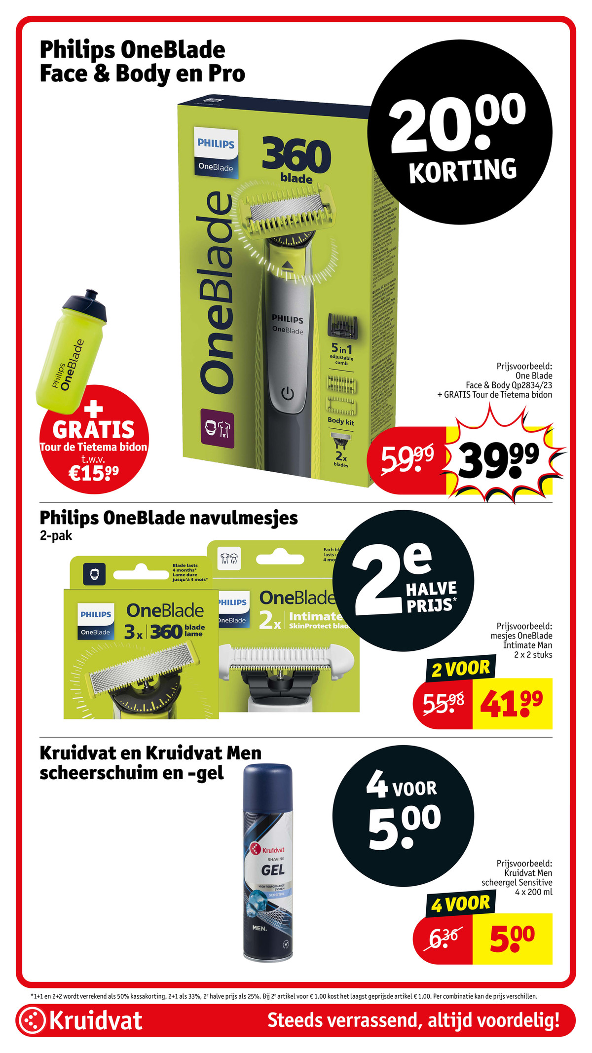 Philips OneBlade navulmesjes, gemarkeerd op pagina 47 van de Kruidvat folder