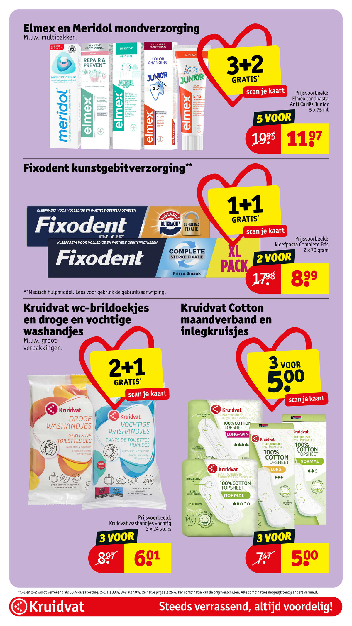 Fixodent kunstgebitverzorging, gemarkeerd op pagina 50 van de Kruidvat folder