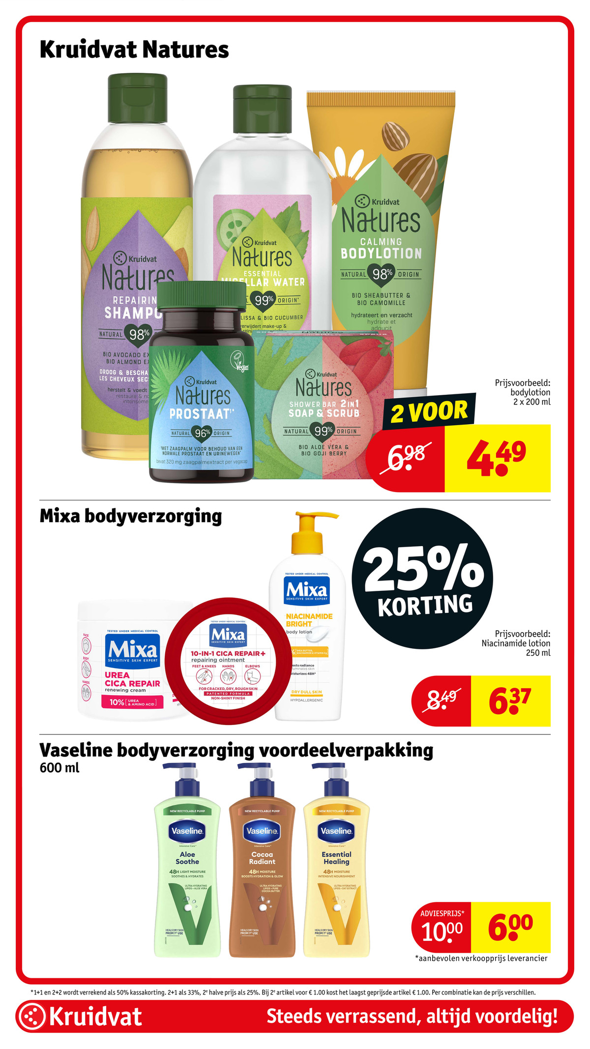 Mixa bodyverzorging, gemarkeerd op pagina 53 van de Kruidvat folder