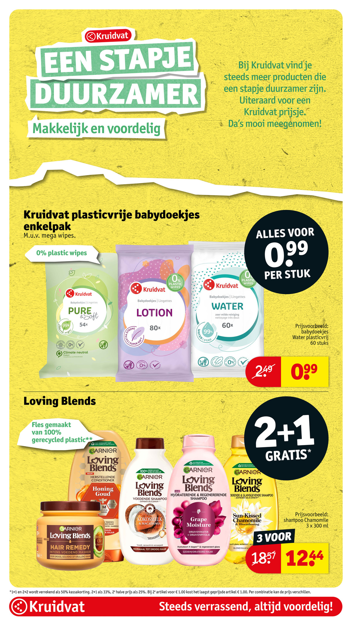 Garnier Loving Blends haarverzorging, gemarkeerd op pagina 54 van de Kruidvat folder