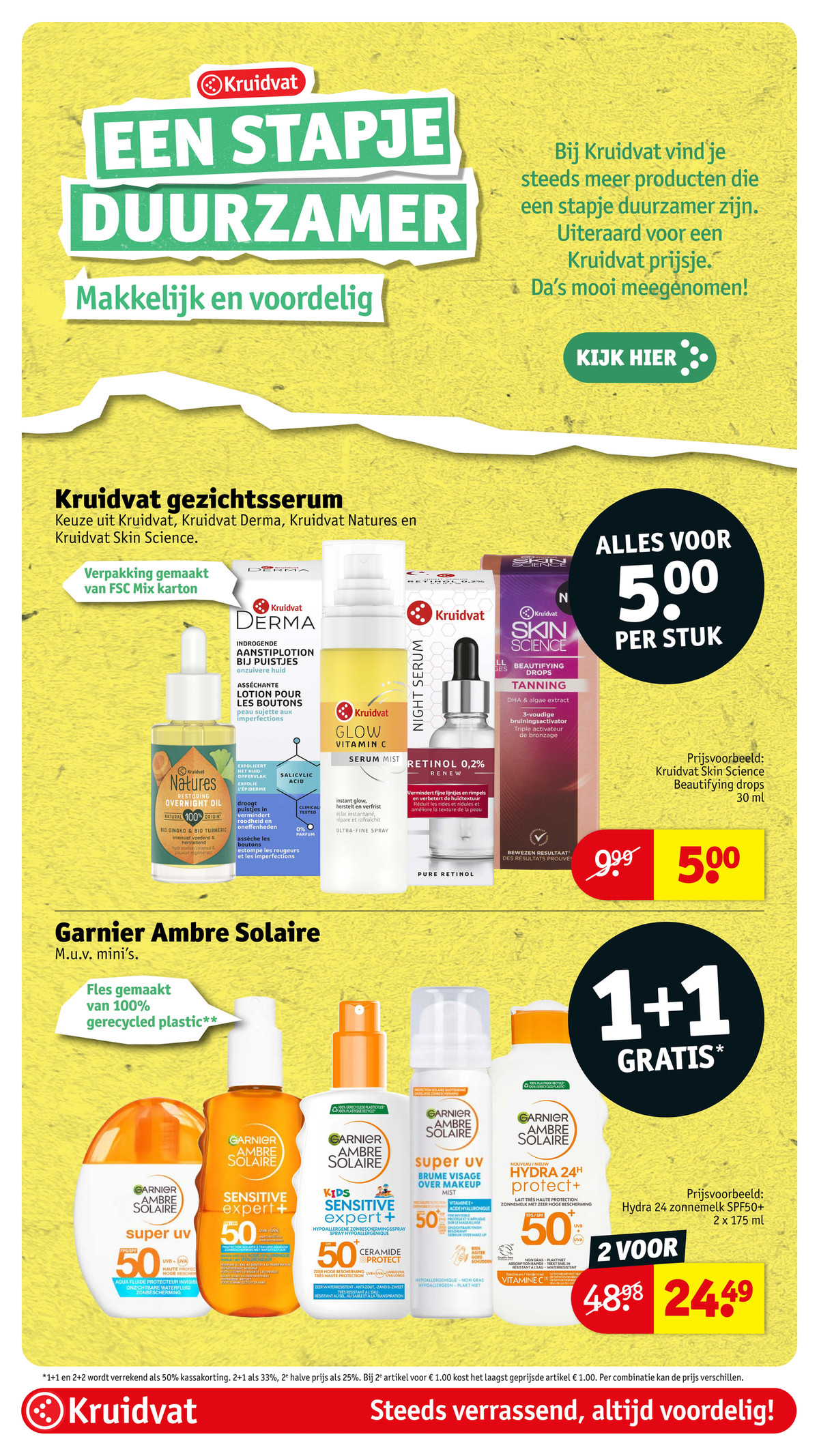 Ambre Solaire zonbescherming, gemarkeerd op pagina 55 van de Kruidvat folder