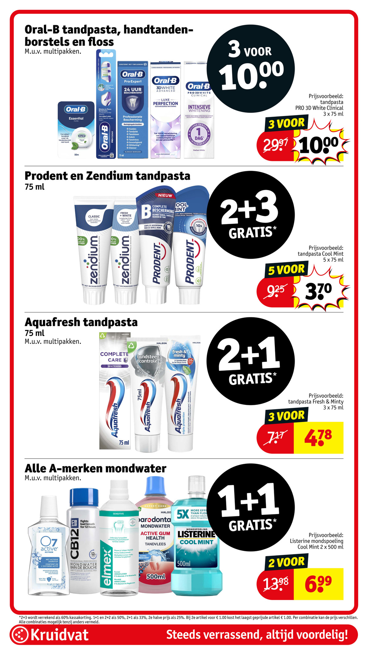 Aquafresh tandpasta, gemarkeerd op pagina 57 van de Kruidvat folder