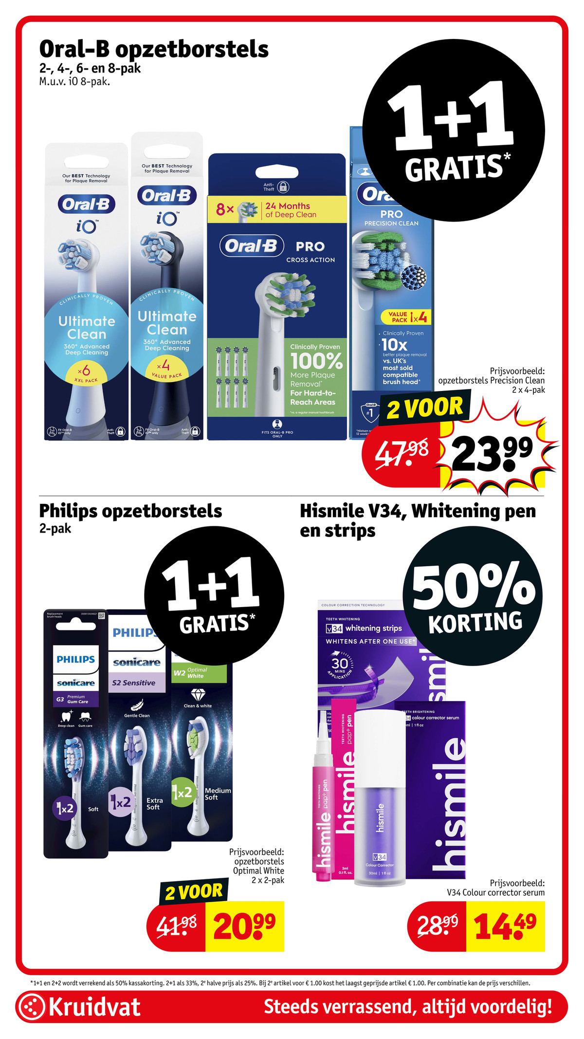 Hismile V34, Whitening pen en strips, gemarkeerd op pagina 59 van de Kruidvat folder
