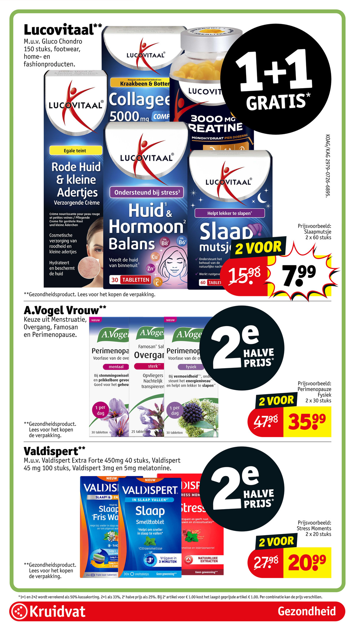 Valdispert supplementen, gemarkeerd op pagina 66 van de Kruidvat folder
