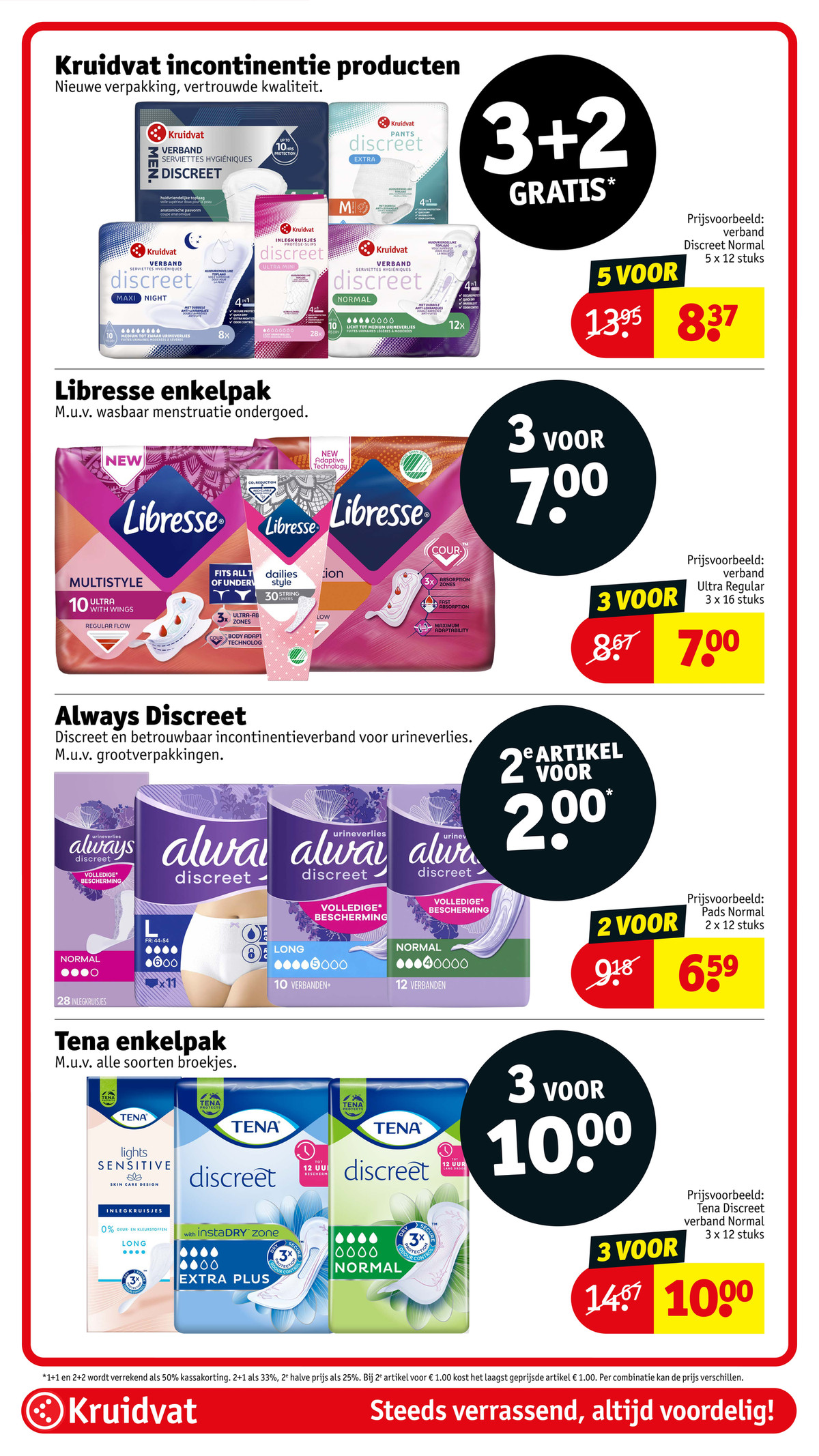 Libresse maandverband en inlegkruisjes, gemarkeerd op pagina 71 van de Kruidvat folder