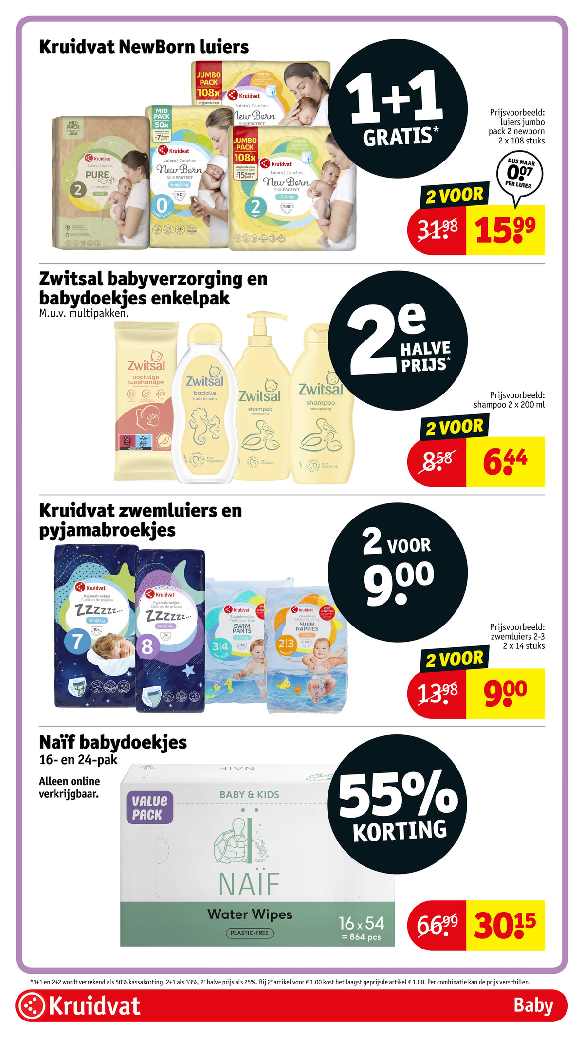 NewBorn luiers Jumbo Pack, gemarkeerd op pagina 74 van de Kruidvat folder