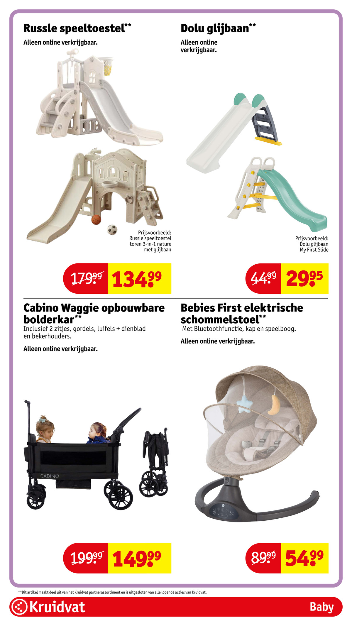 Cabino Waggie opbouwbare bolderkar, gemarkeerd op pagina 76 van de Kruidvat folder