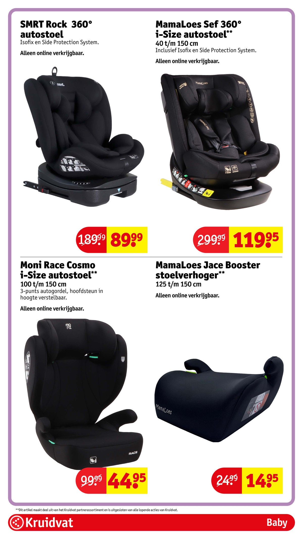 Moni Race Cosmo i-Size autostoel, gemarkeerd op pagina 78 van de Kruidvat folder