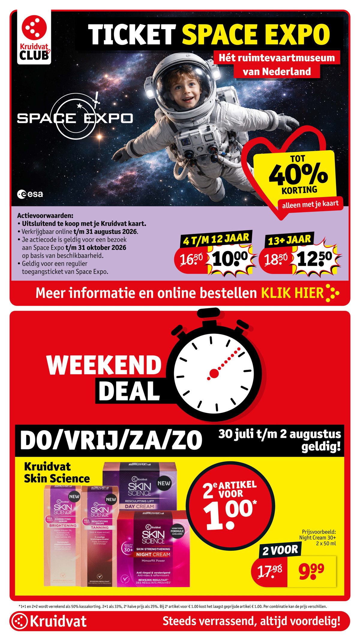 Kruidvat Skin Science huidverzorging, gemarkeerd op pagina 84 van de Kruidvat folder