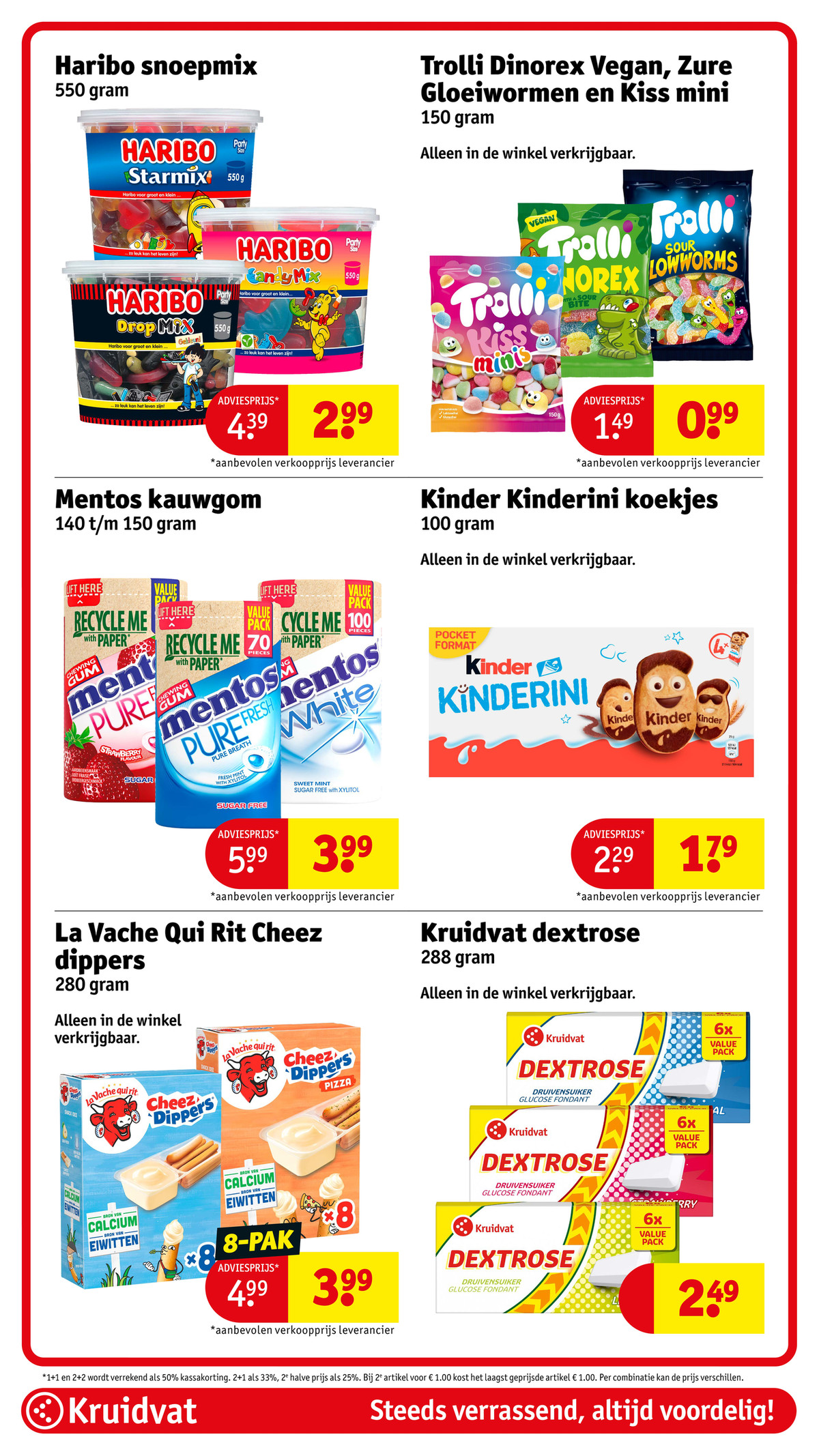 Mentos kauwgom, gemarkeerd op pagina 86 van de Kruidvat folder