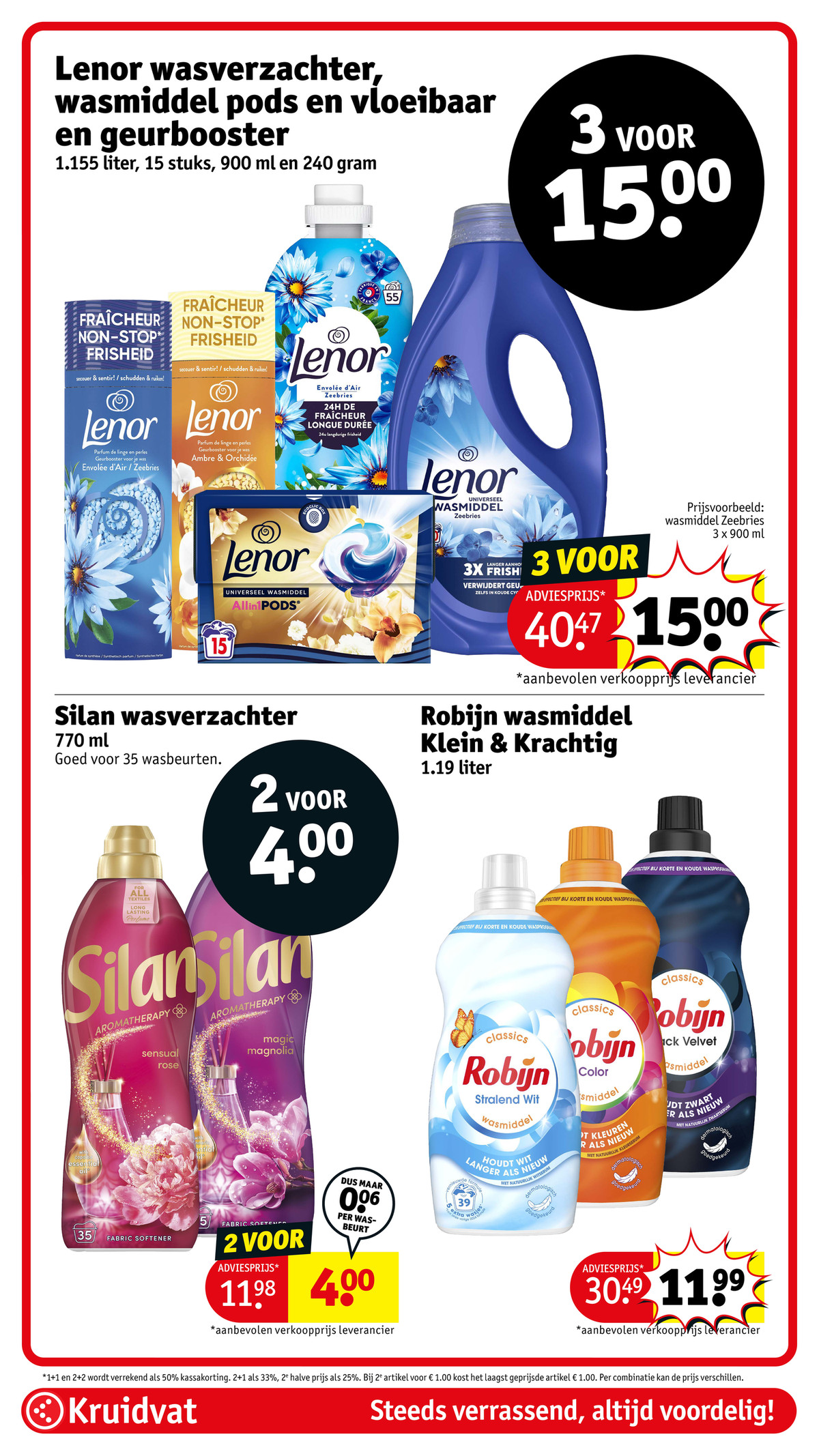 Silan wasverzachter, gemarkeerd op pagina 94 van de Kruidvat folder