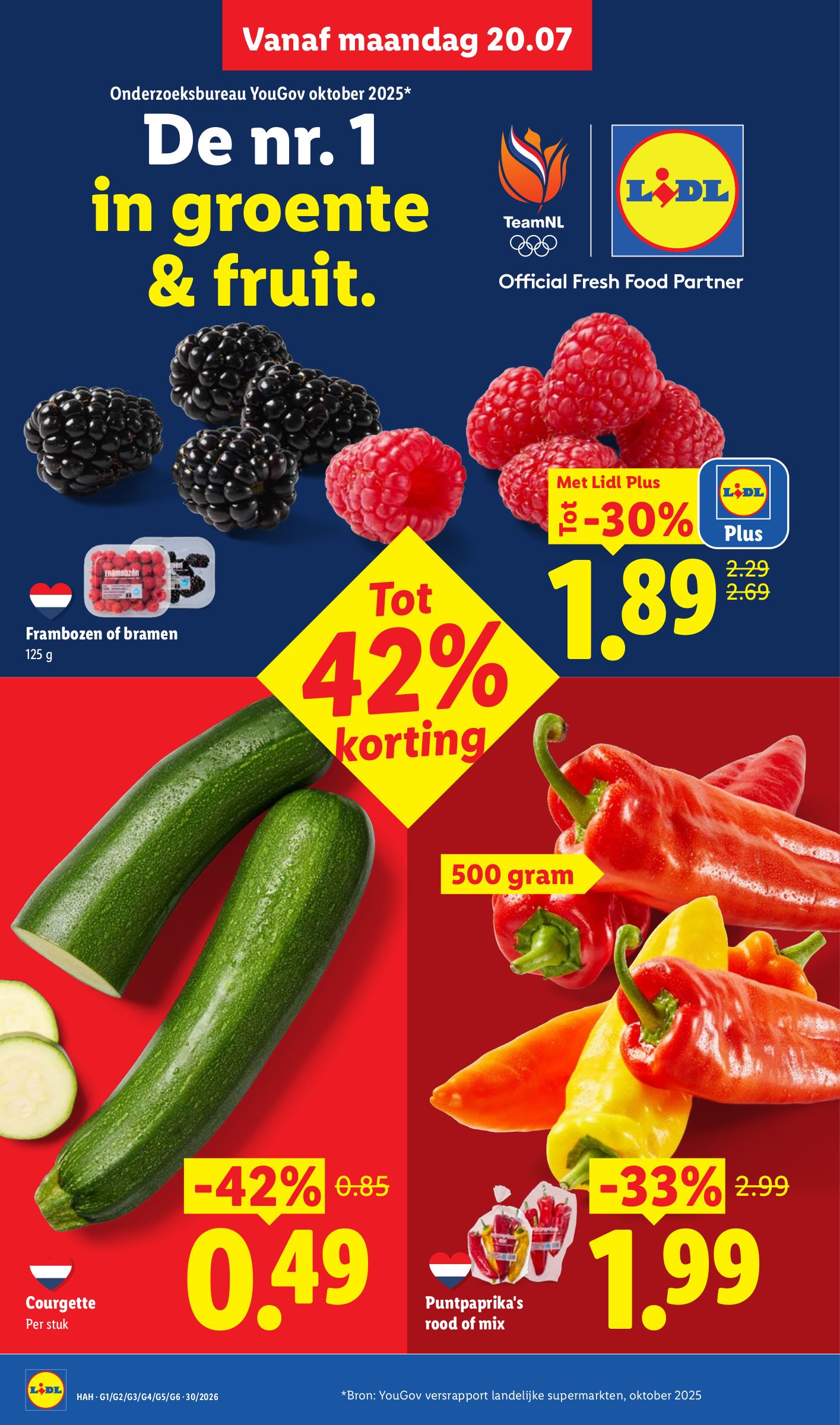 Courgette, gemarkeerd op pagina 4 van de Lidl folder
