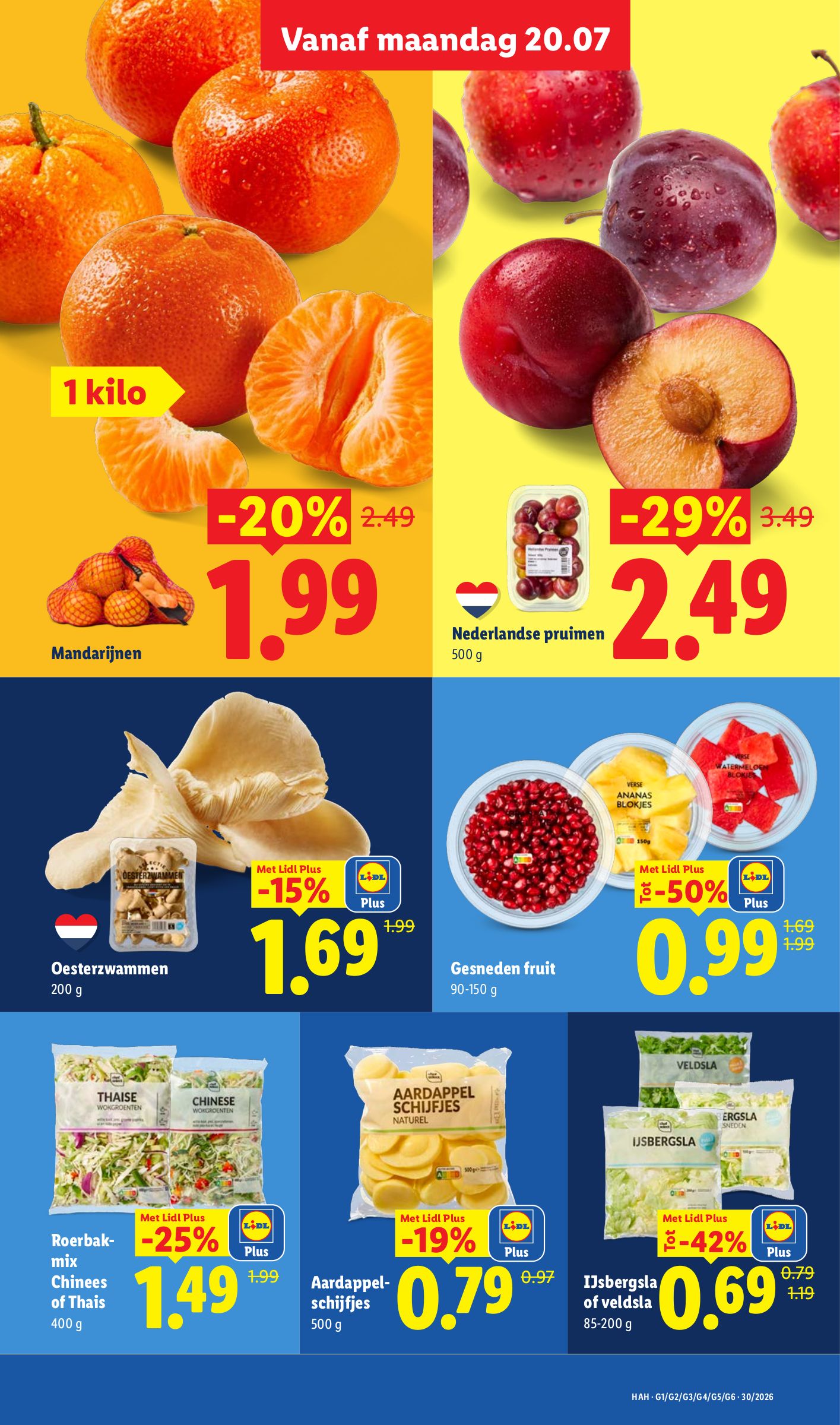 Gesneden fruit, gemarkeerd op pagina 5 van de Lidl folder