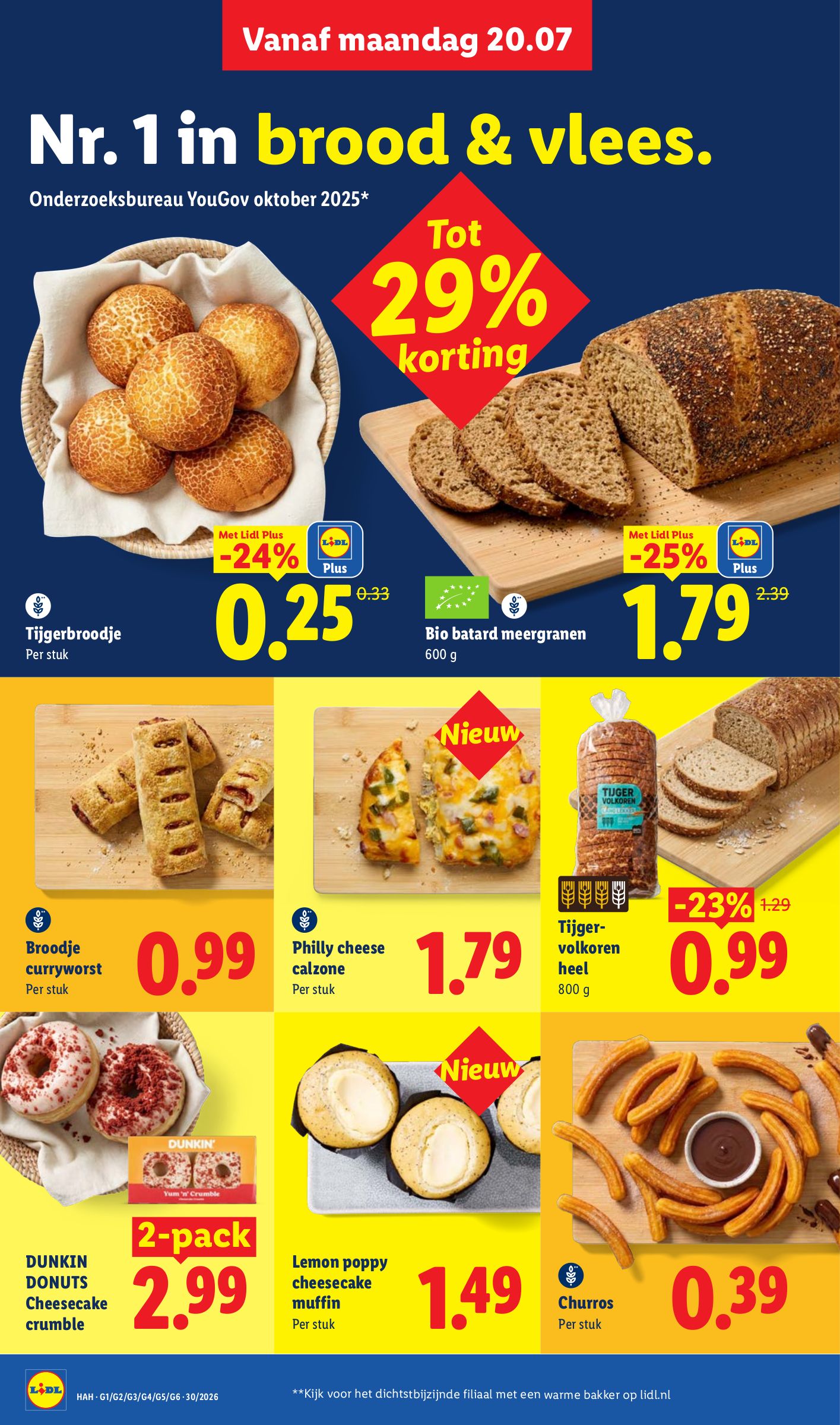 Dunkin Donuts Cheesecake crumble, gemarkeerd op pagina 6 van de Lidl folder