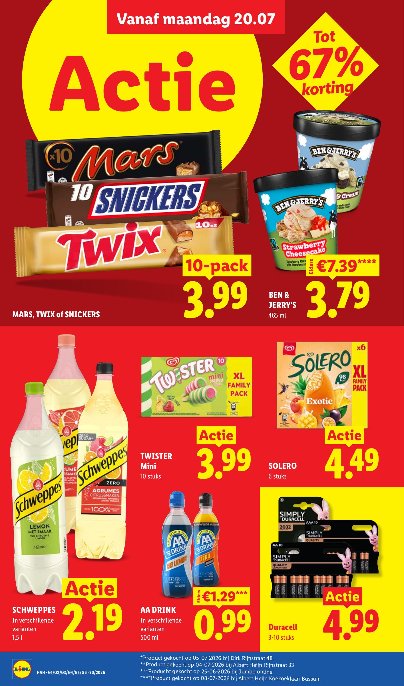 Ben & Jerry's ijs, gemarkeerd op pagina 10 van de Lidl folder