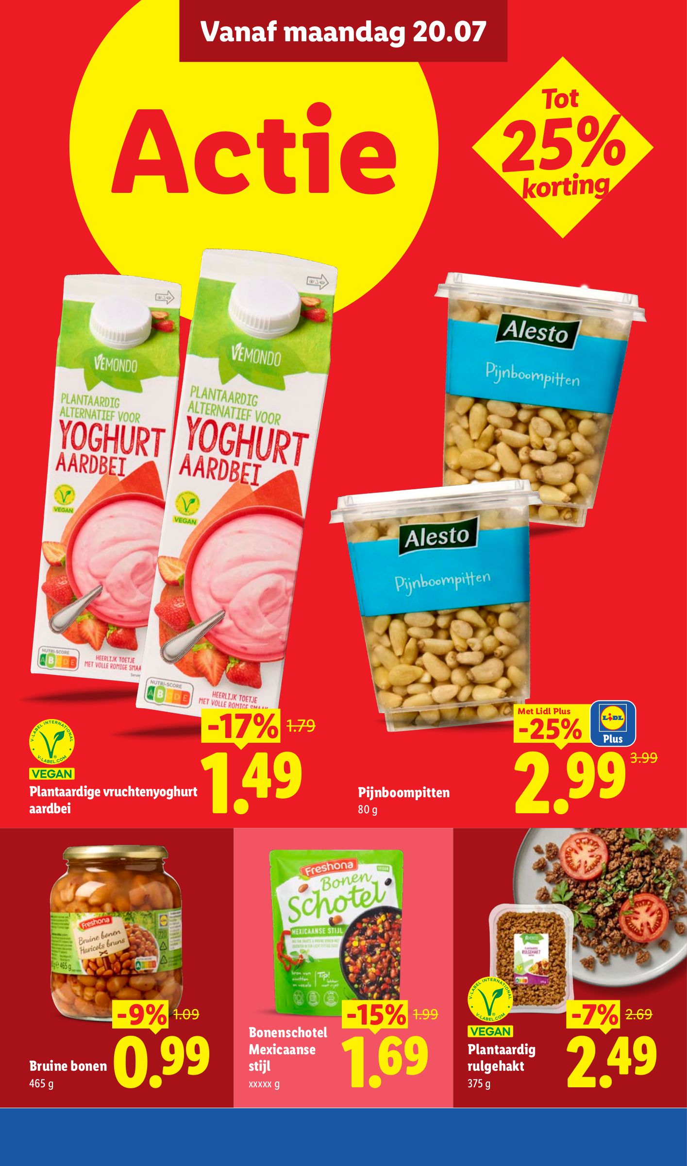 Plantaardig rulgehakt, gemarkeerd op pagina 12 van de Lidl folder