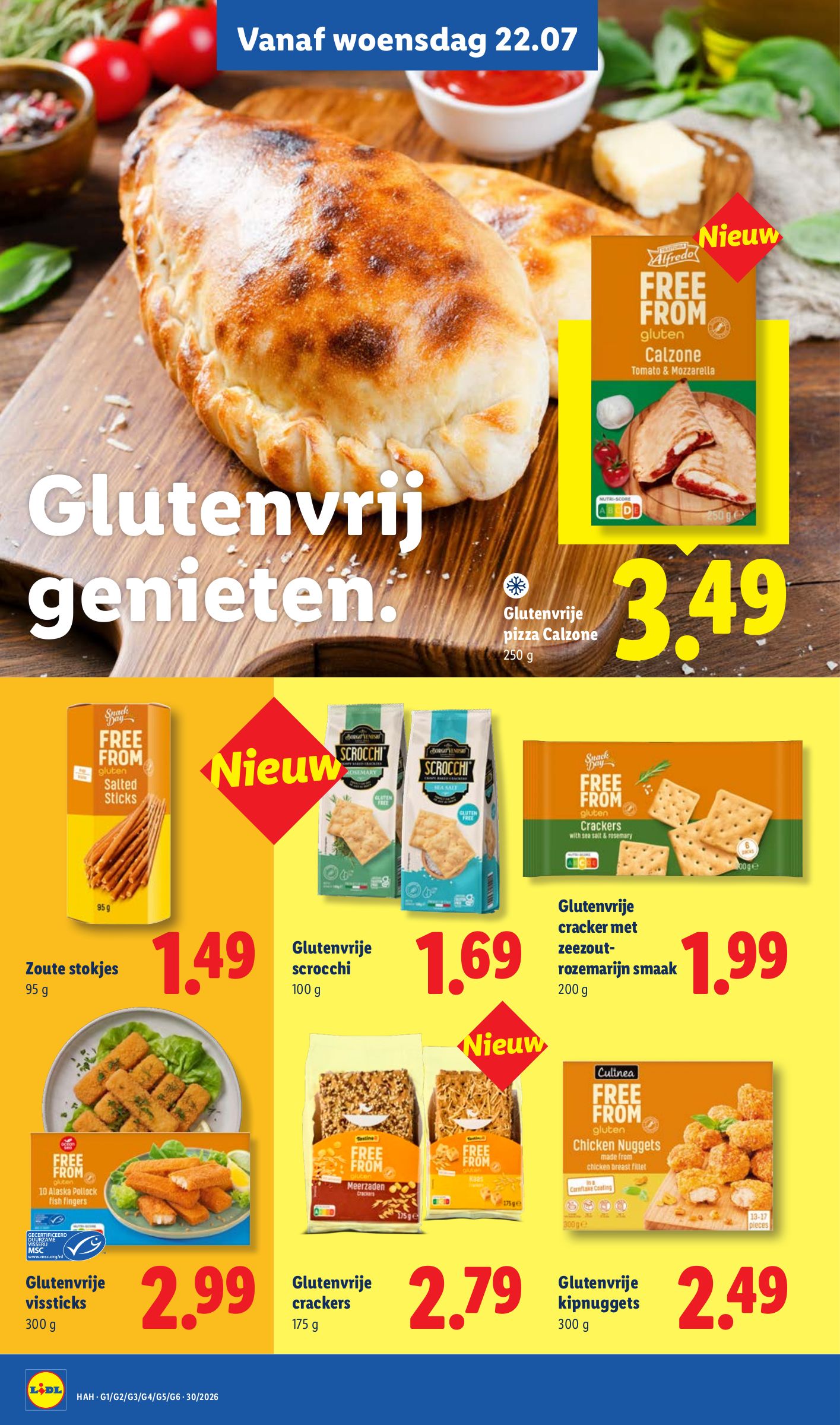 Glutenvrije pizza Calzone, gemarkeerd op pagina 17 van de Lidl folder