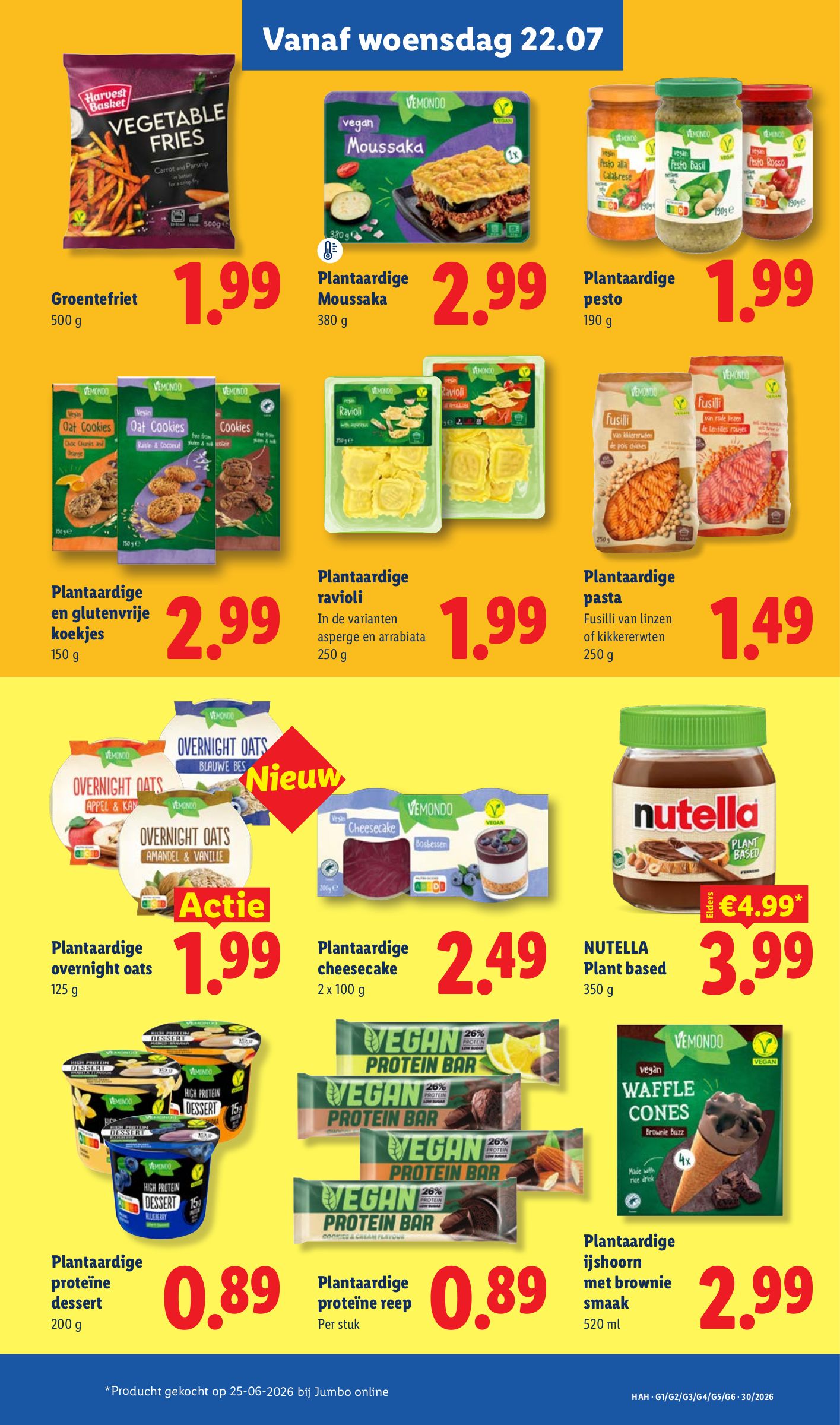 Plantaardige pasta, gemarkeerd op pagina 20 van de Lidl folder