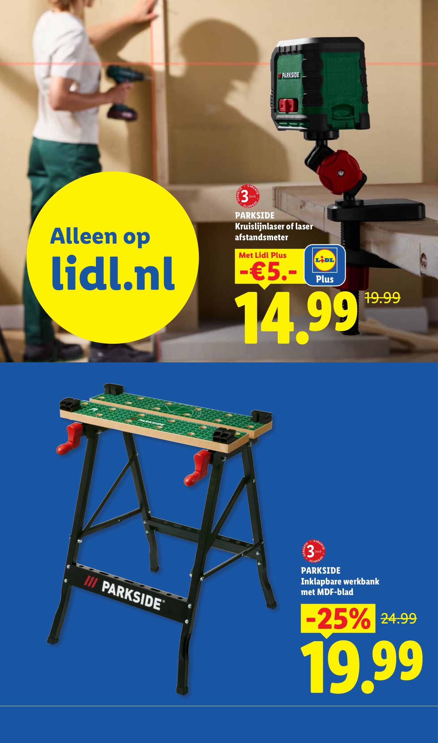 PARKSIDE Inklapbare werkbank met MDF-blad, gemarkeerd op pagina 28 van de Lidl folder
