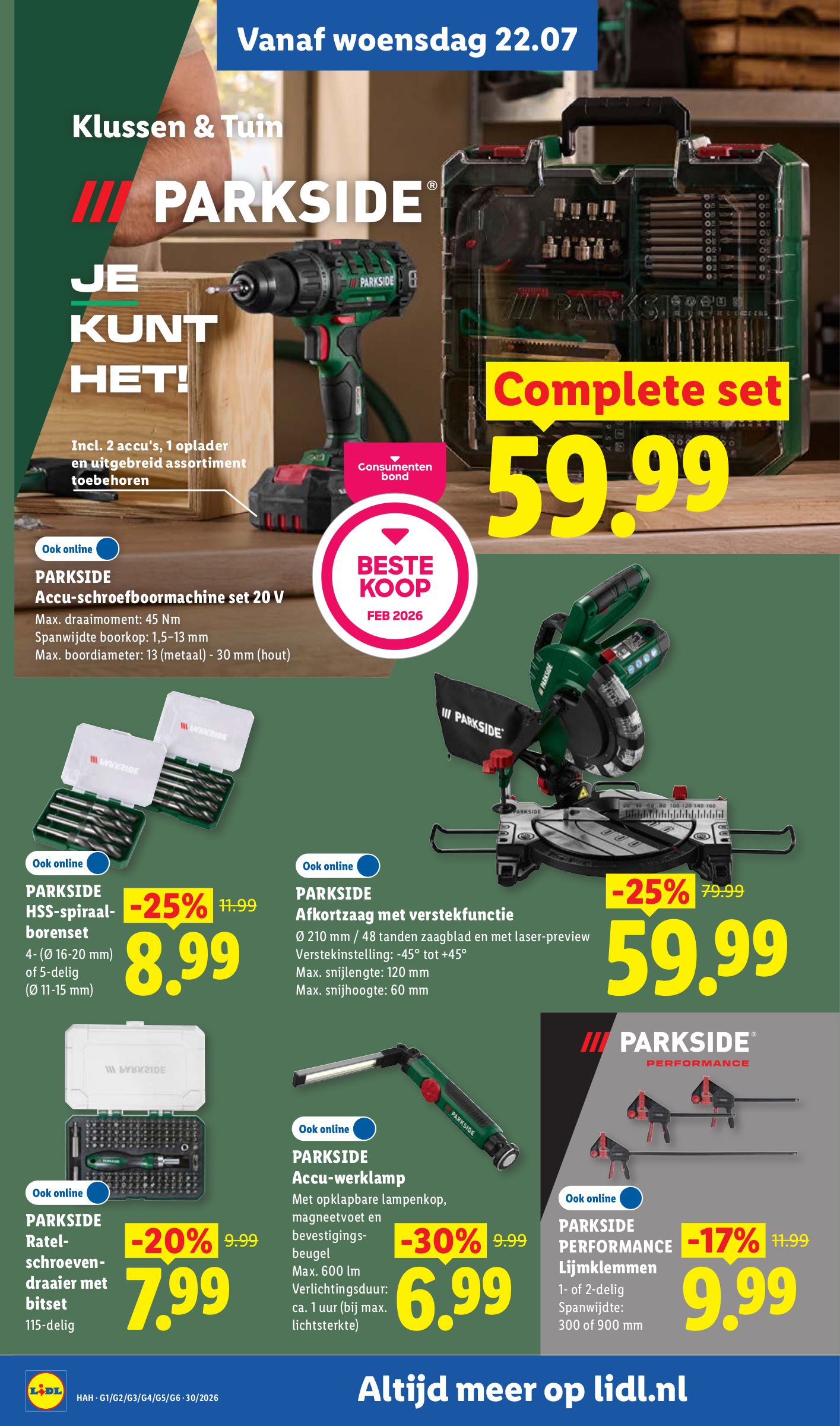 Parkside Ratel-schroevendraaier met bitset, gemarkeerd op pagina 29 van de Lidl folder