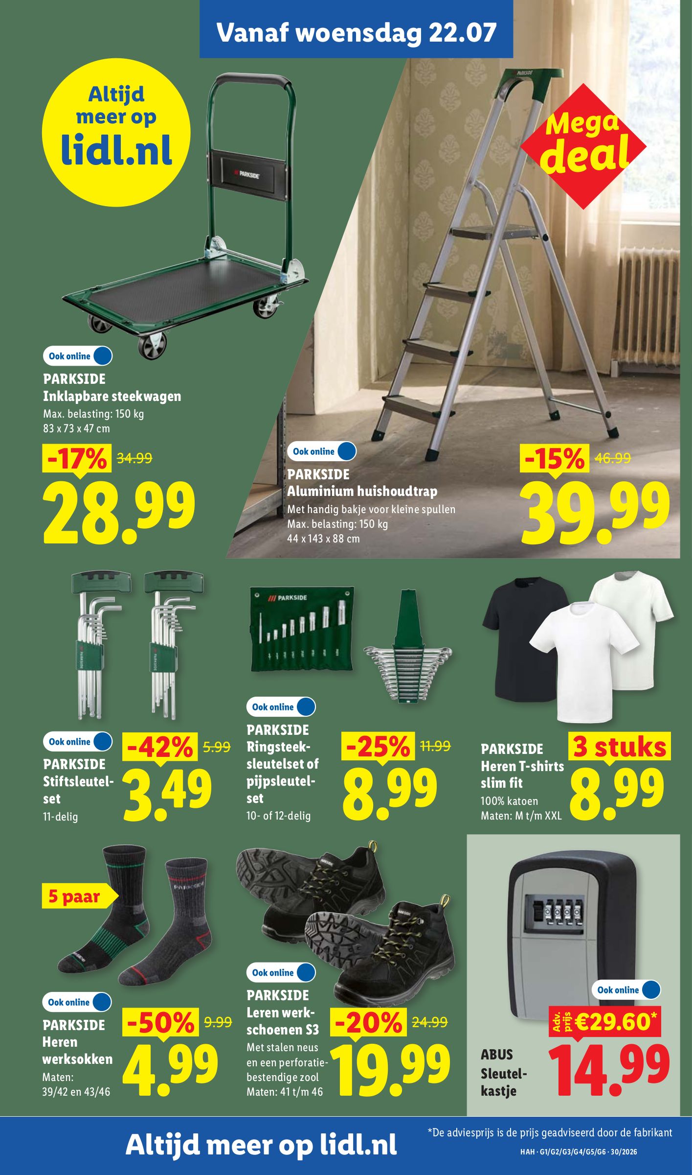 Parkside Aluminium huishoudtrap, gemarkeerd op pagina 5 van de Lidl folder