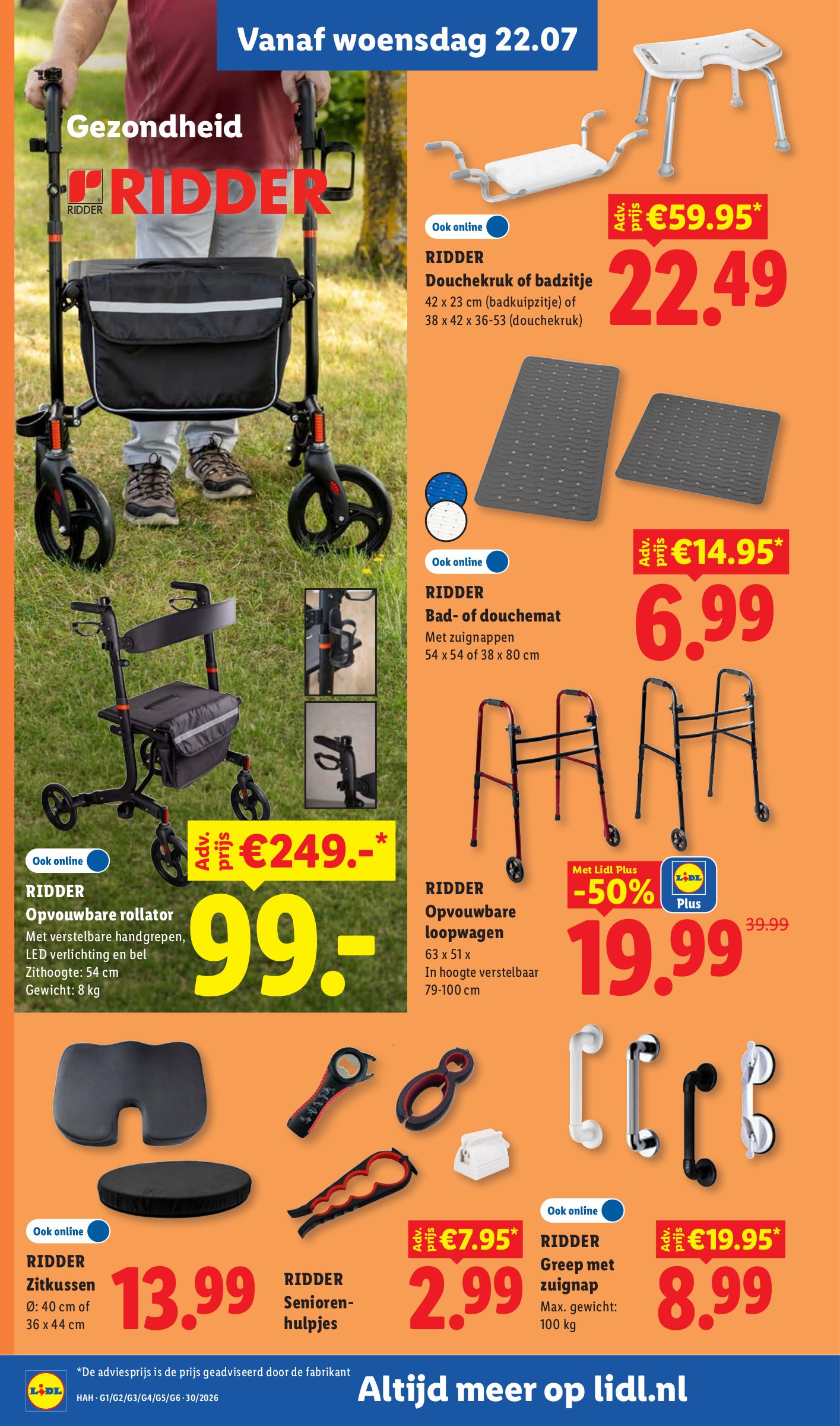RIDDER Douchekruk of badzitje, gemarkeerd op pagina 7 van de Lidl folder