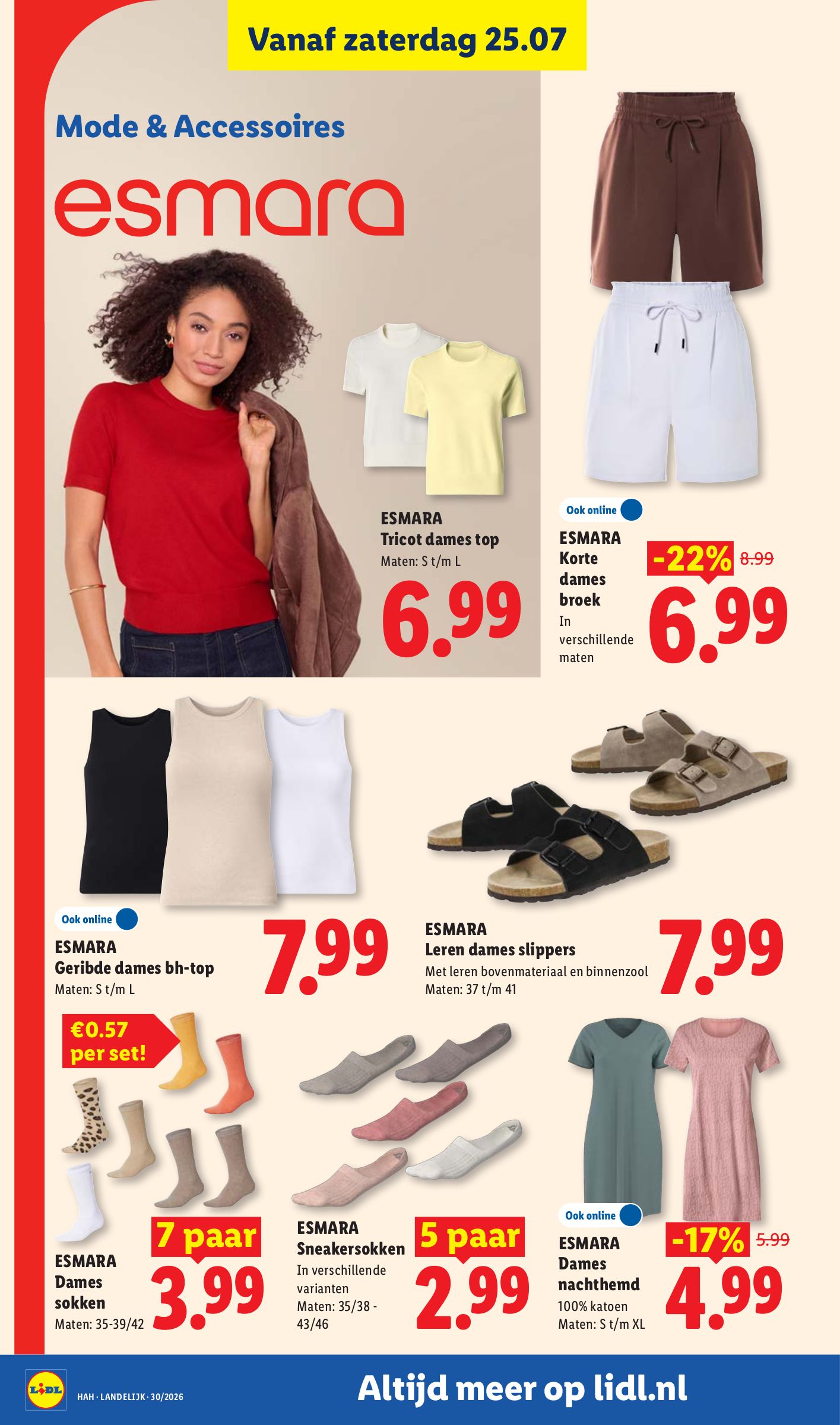 ESMARA Korte dames broek, gemarkeerd op pagina 10 van de Lidl folder