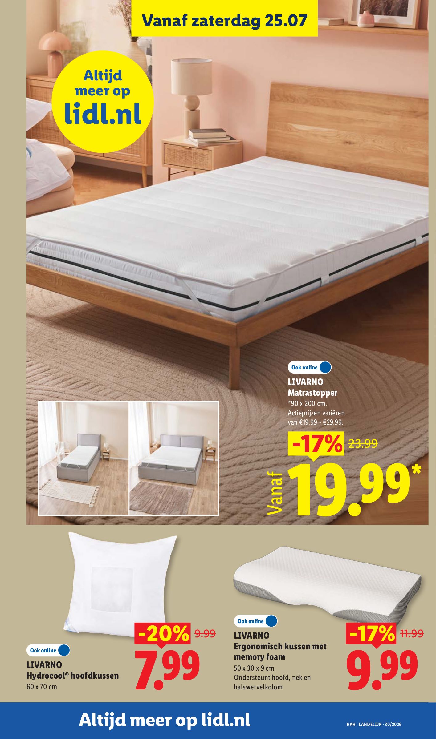 Ergonomisch kussen met memory foam, gemarkeerd op pagina 15 van de Lidl folder
