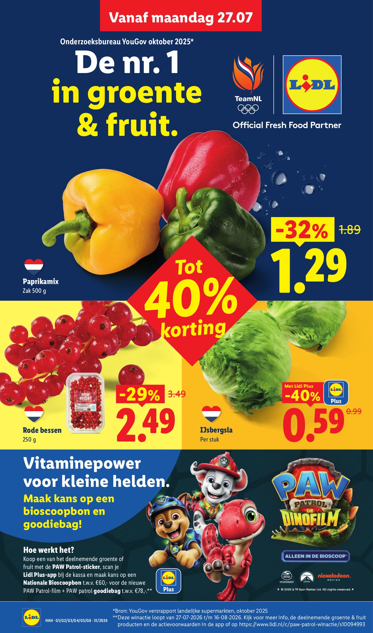 Rode bessen, gemarkeerd op pagina 6 van de Lidl folder