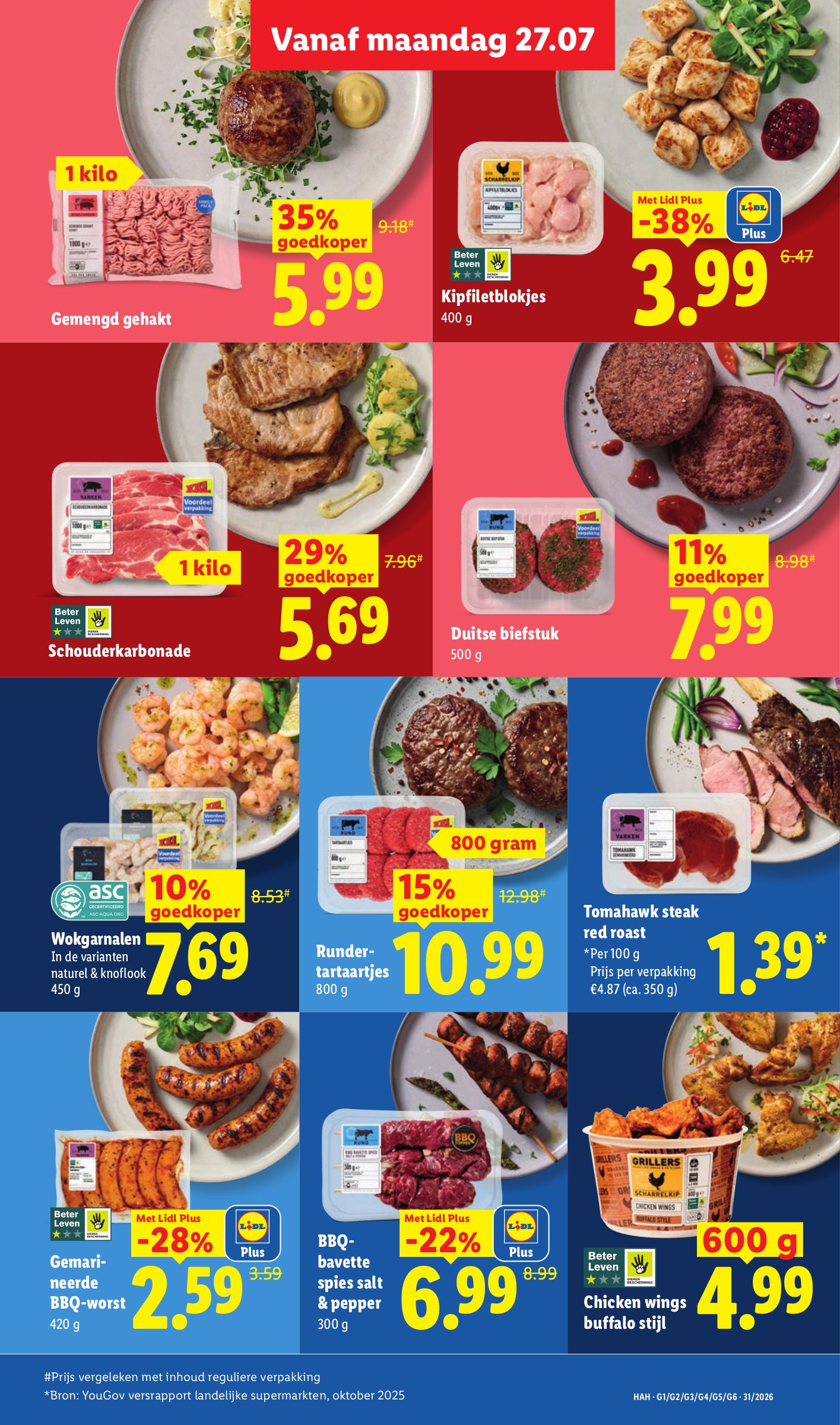 Duitse biefstuk, gemarkeerd op pagina 9 van de Lidl folder