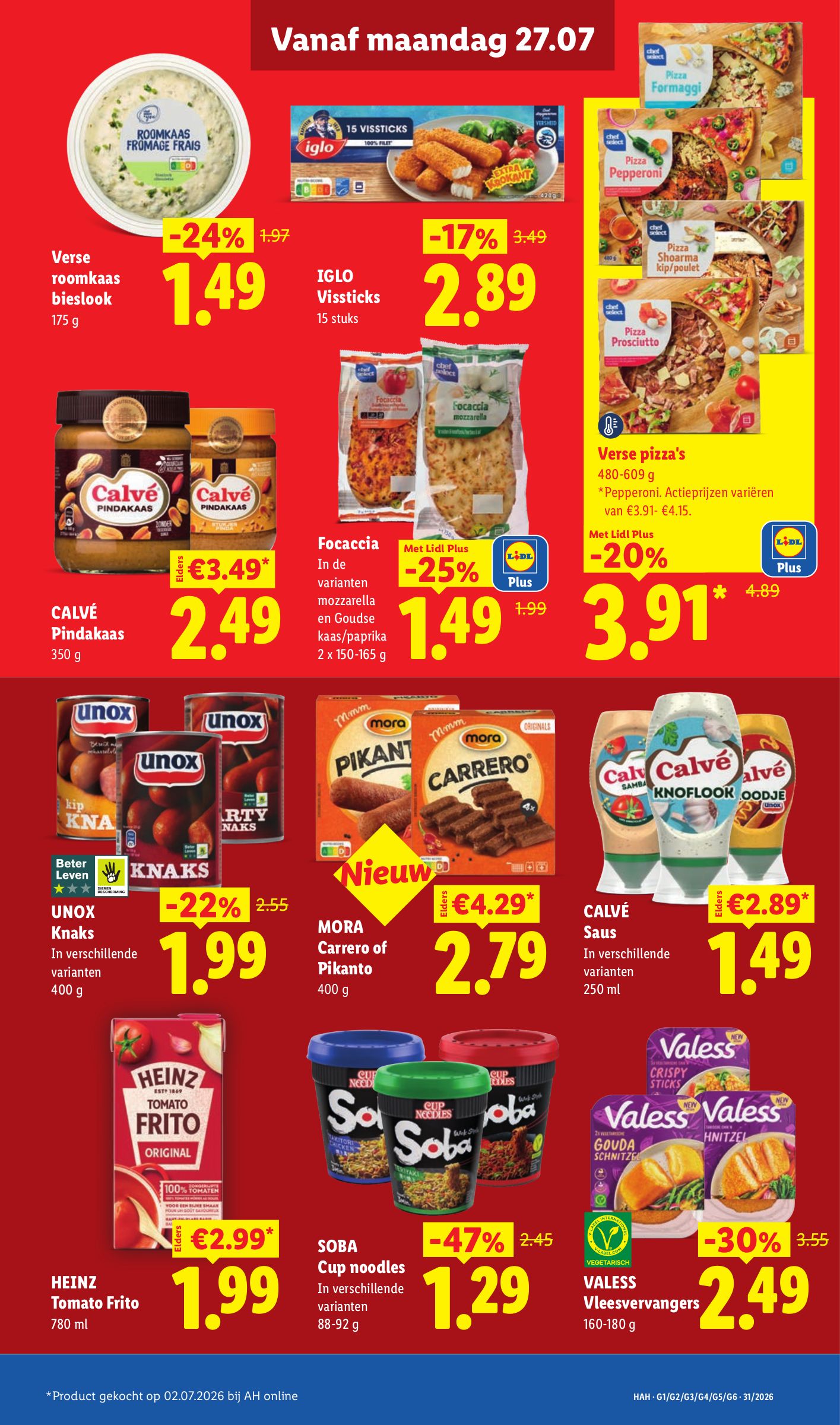 Verse pizza's, gemarkeerd op pagina 11 van de Lidl folder
