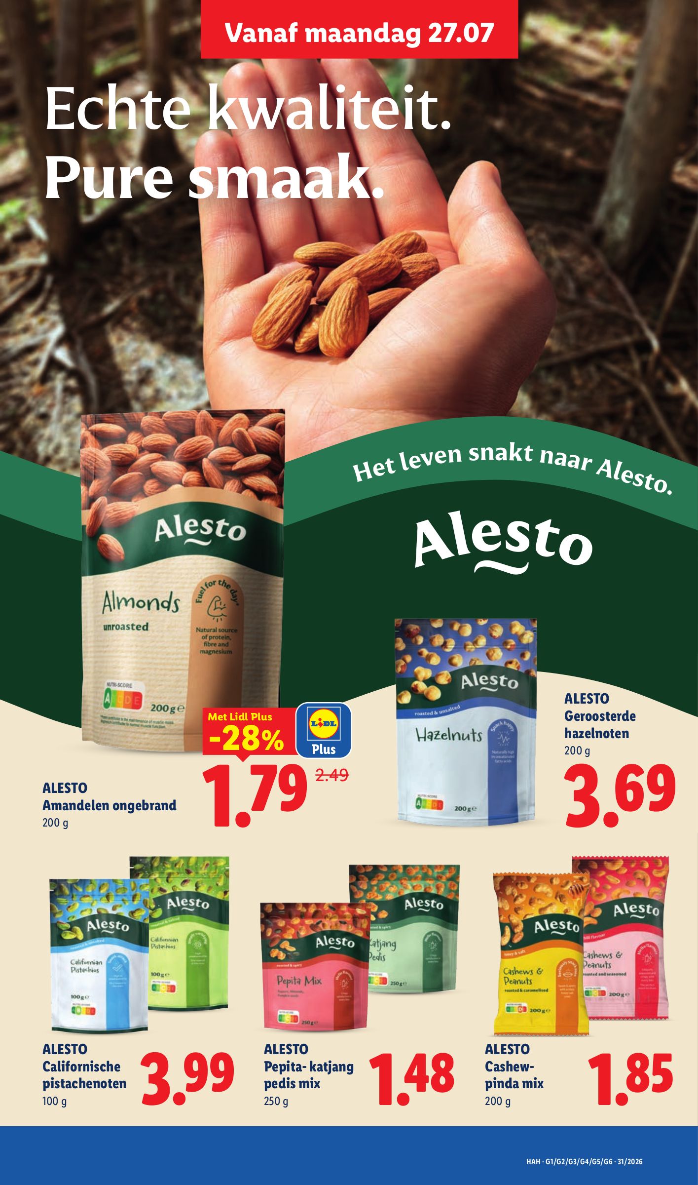 Alesto Geroosterde hazelnoten, gemarkeerd op pagina 17 van de Lidl folder