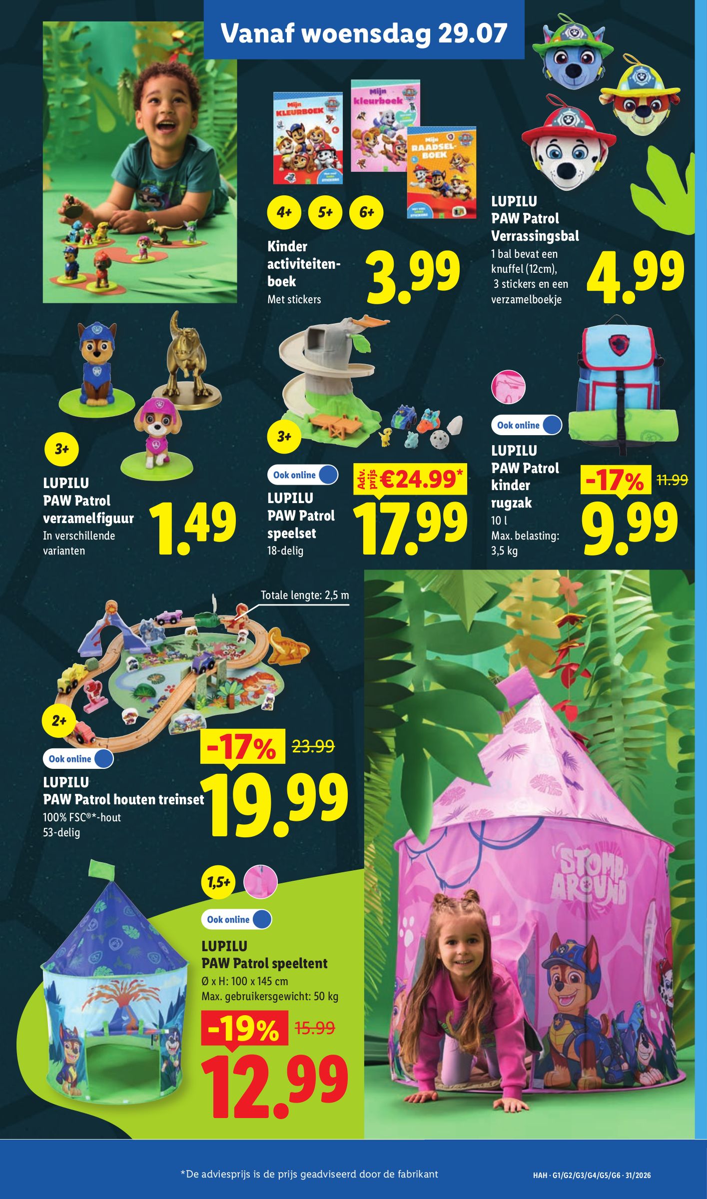 Kinder activiteitenboek, gemarkeerd op pagina 33 van de Lidl folder