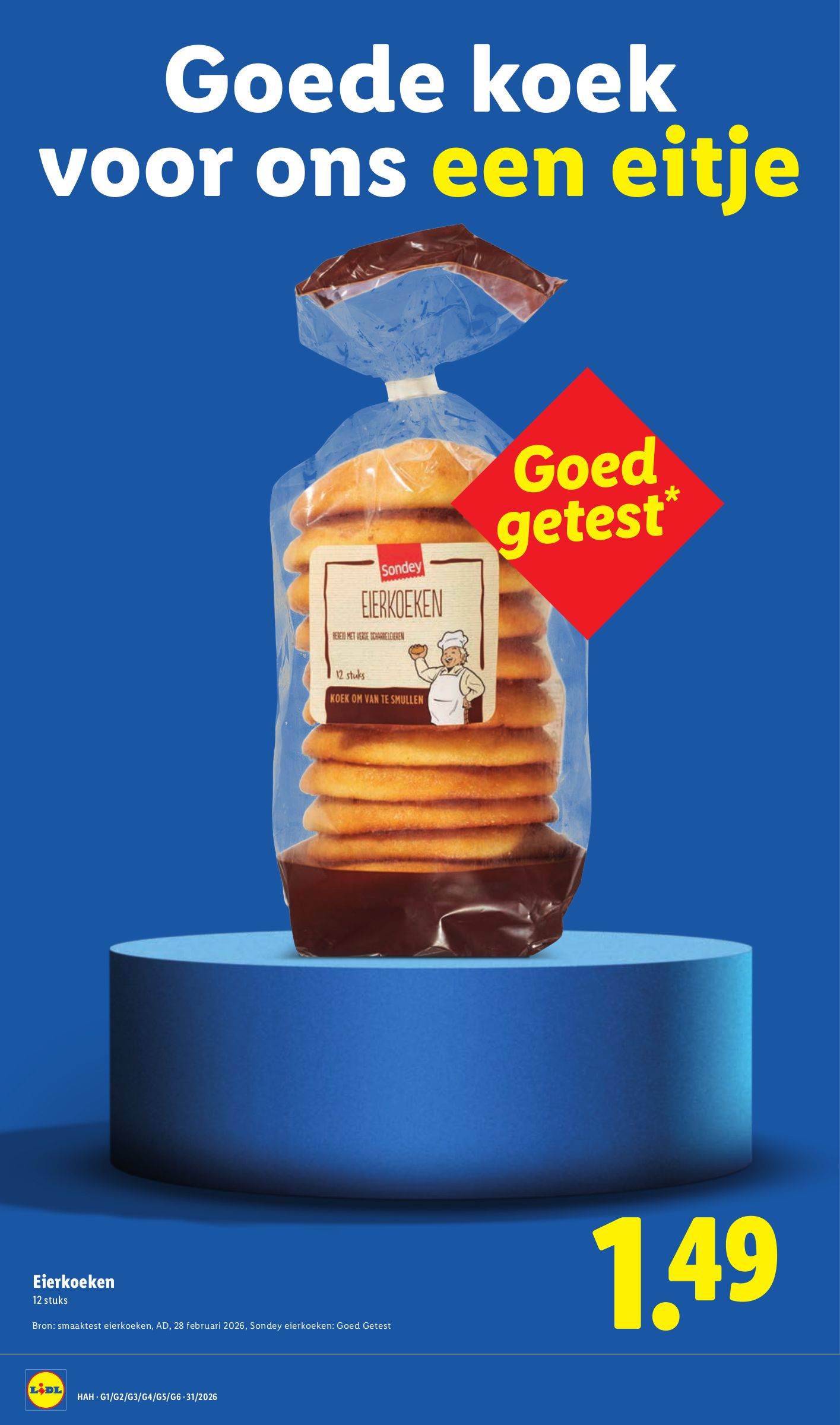Eierkoeken, gemarkeerd op pagina 47 van de Lidl folder