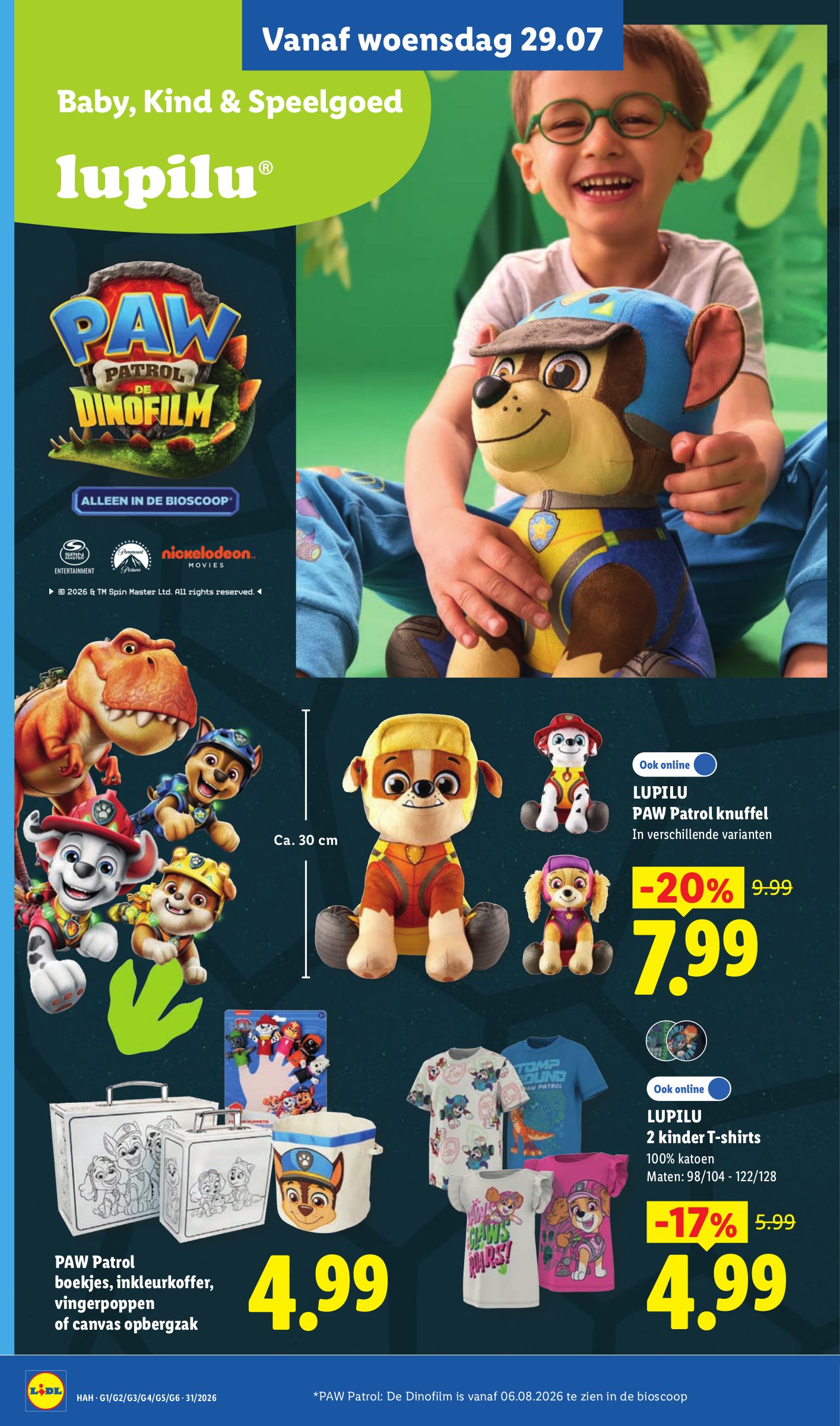 LUPILU PAW Patrol knuffel, gemarkeerd op pagina 4 van de Lidl folder